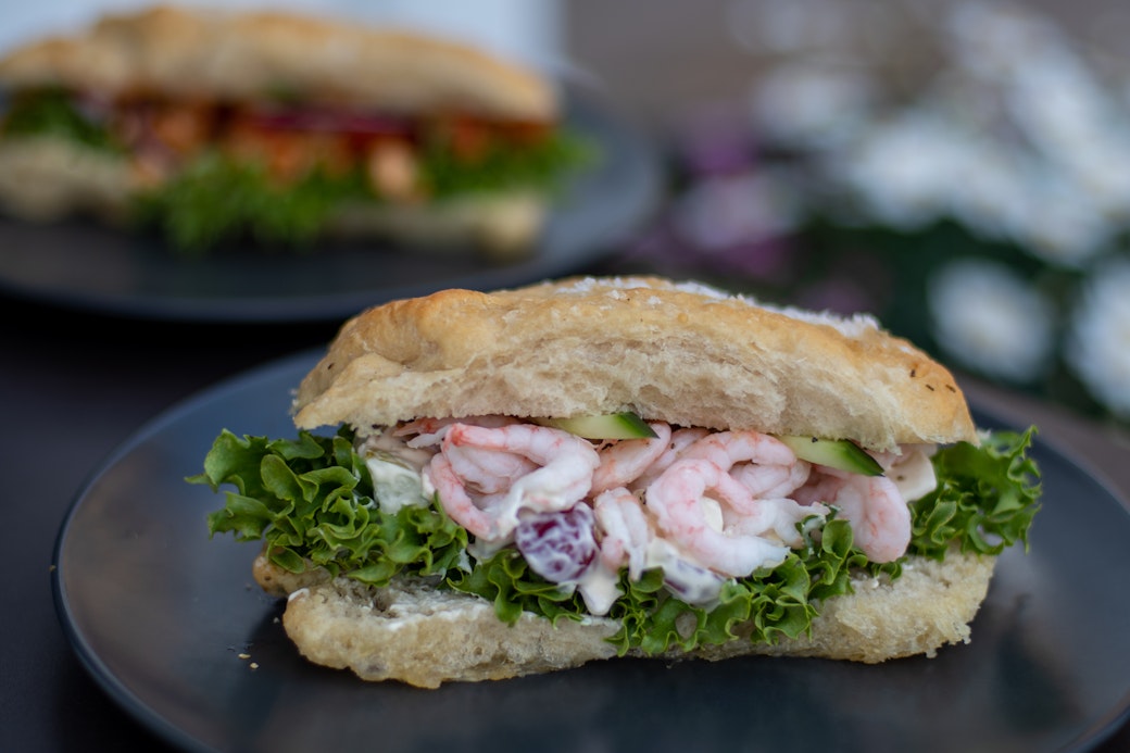 Focaccia med reker