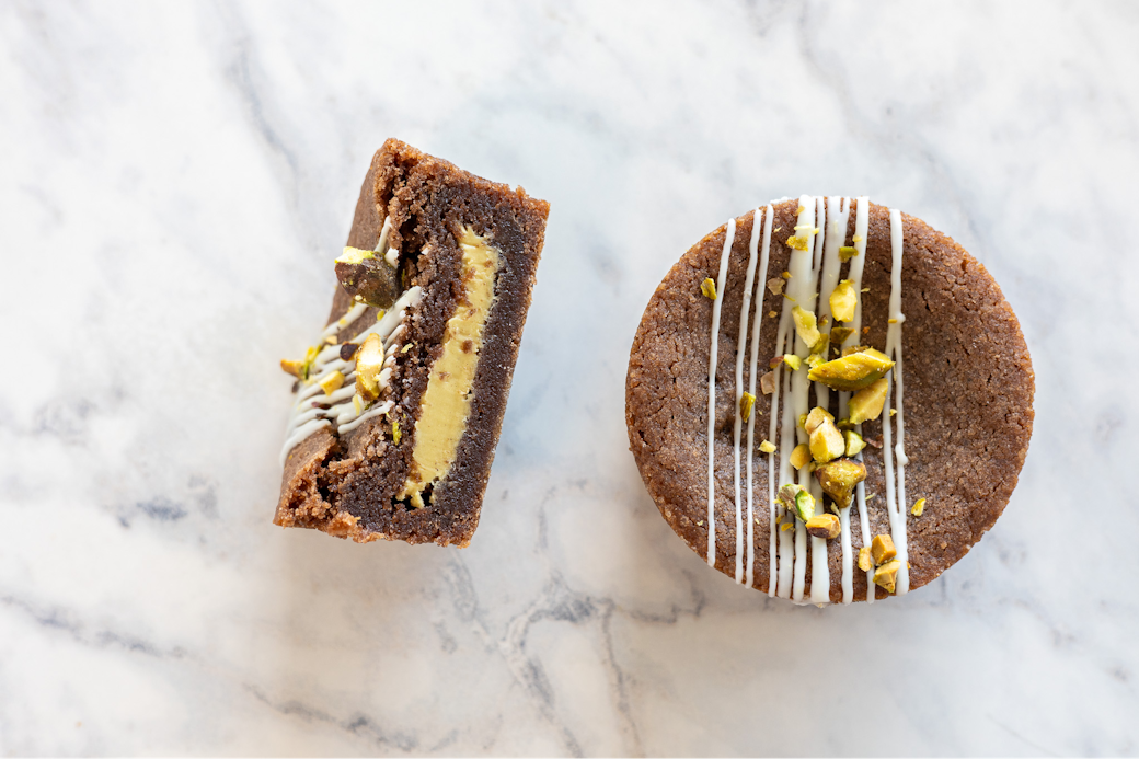 Fylt cookie med pistasj