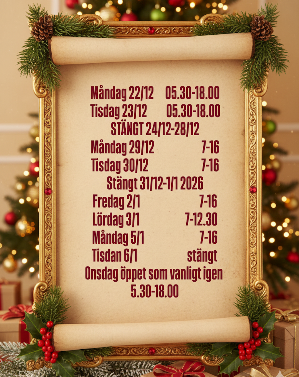 Öppettider i jul