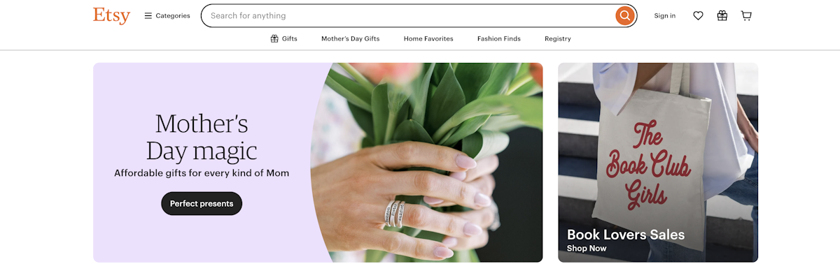 Etsy početna strana