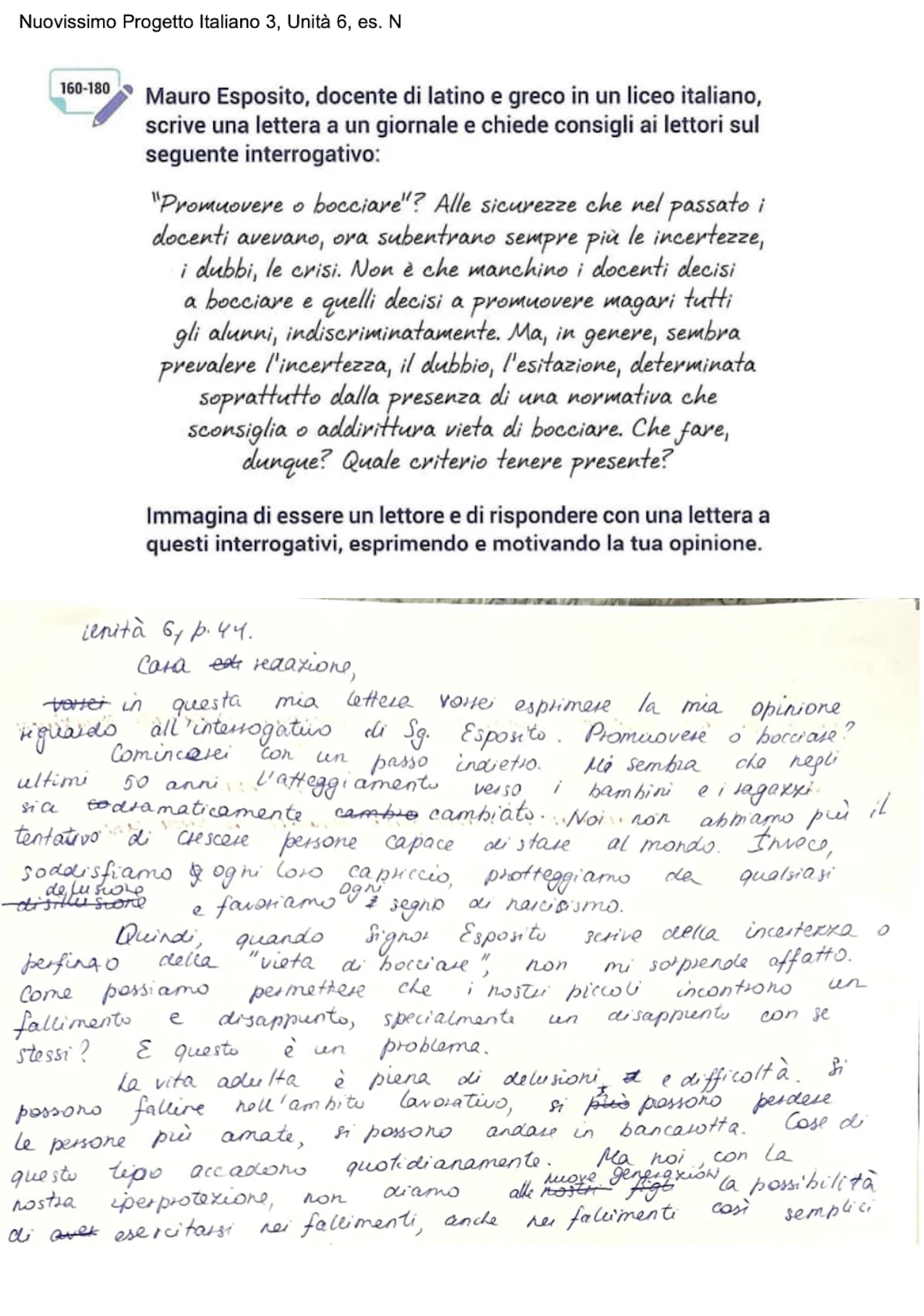 Italian Writing Text Example Buy My Italian writings - A1-C2