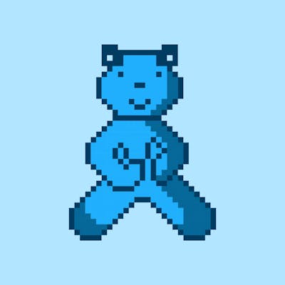 Blue Cute Bear Pixel Art