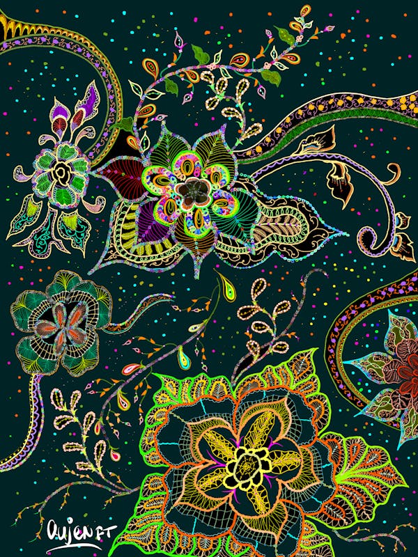 green background batik #1