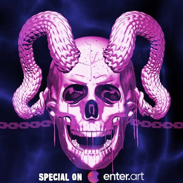 Purple magic demon skull