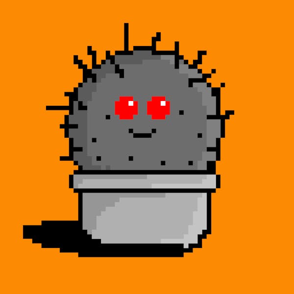 Cyber Cactus #000061 - Common Gray Zombie on Orange