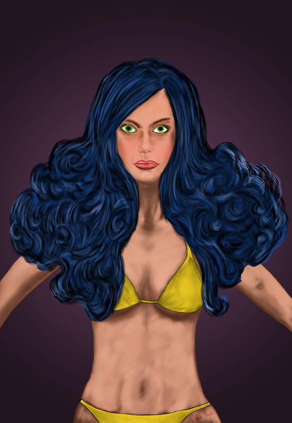 The blue Hair and yellow Bikini