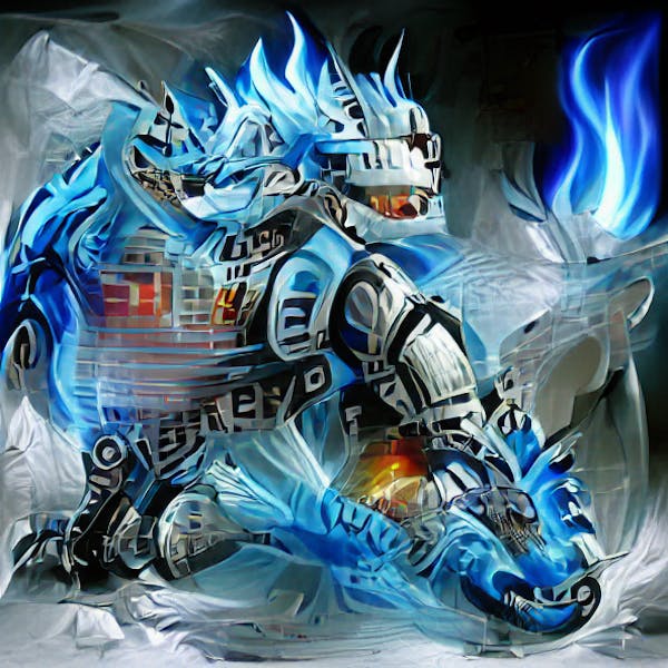 Cyborg Dragon #8 - Ice Blue