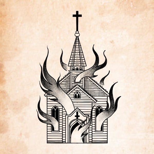 Burning church