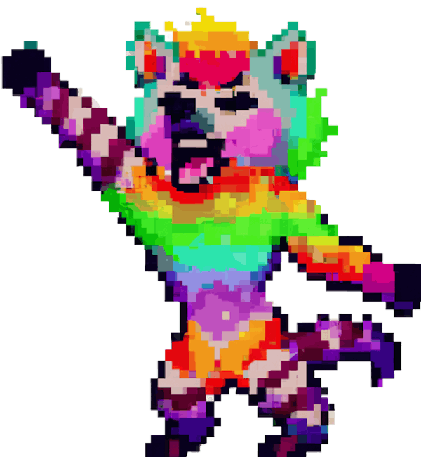Partying rainbow hyena