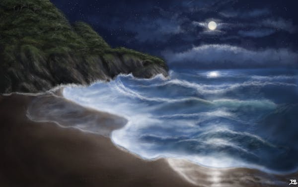 Serene Sea At Night
