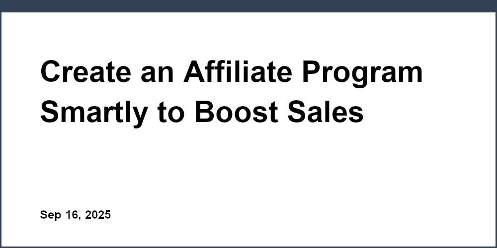 Thumbnail for: Create an Affiliate Program Smartly to Boost Sales