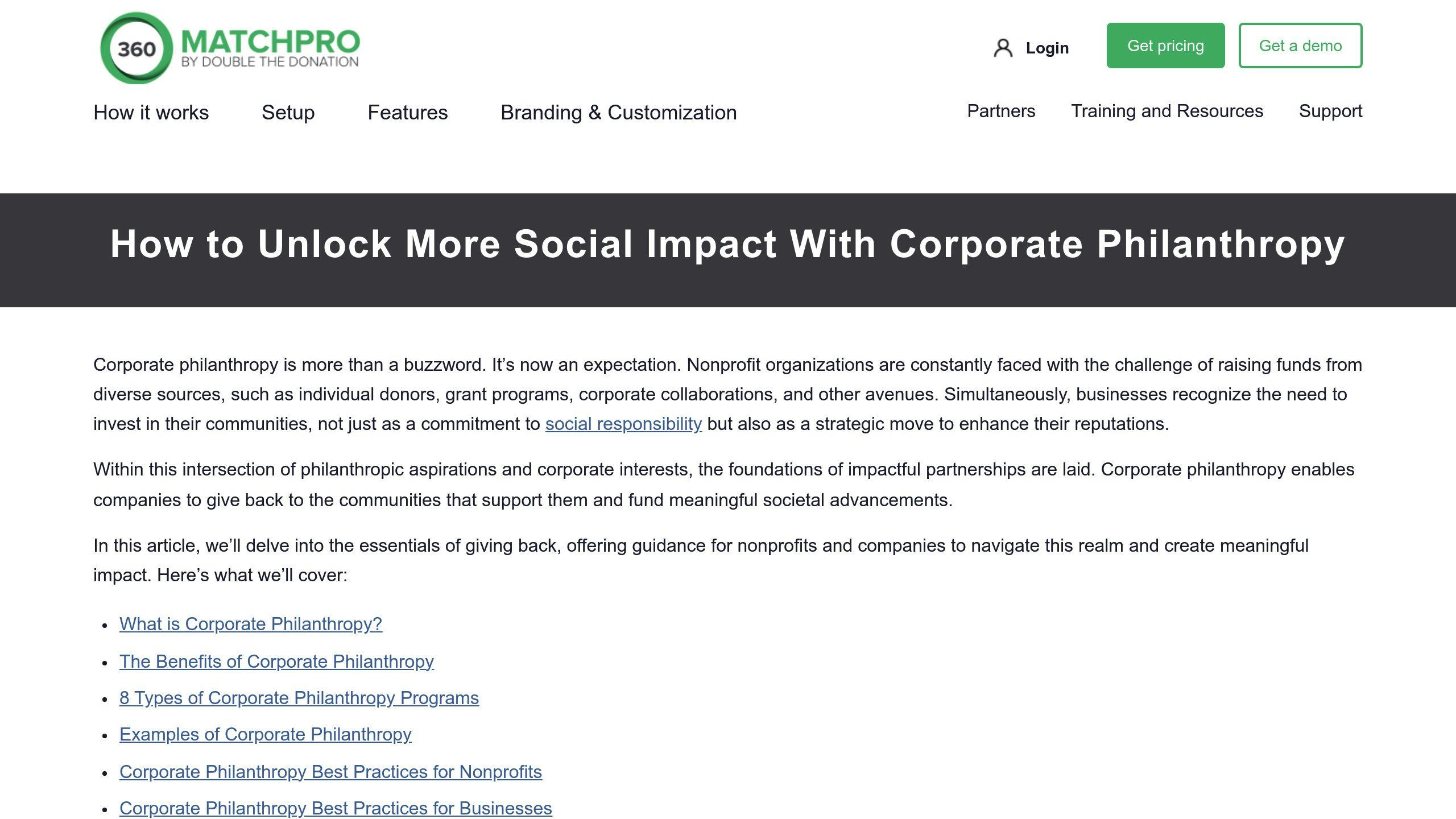 Corporate Philanthropy