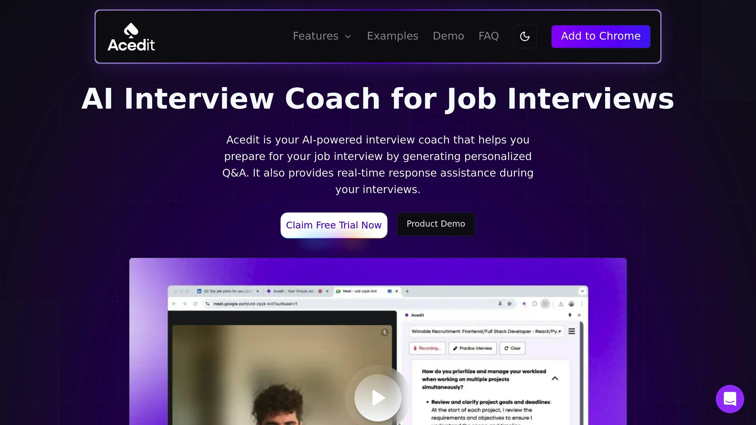 Acedit: An AI Tool for Interview Preparation