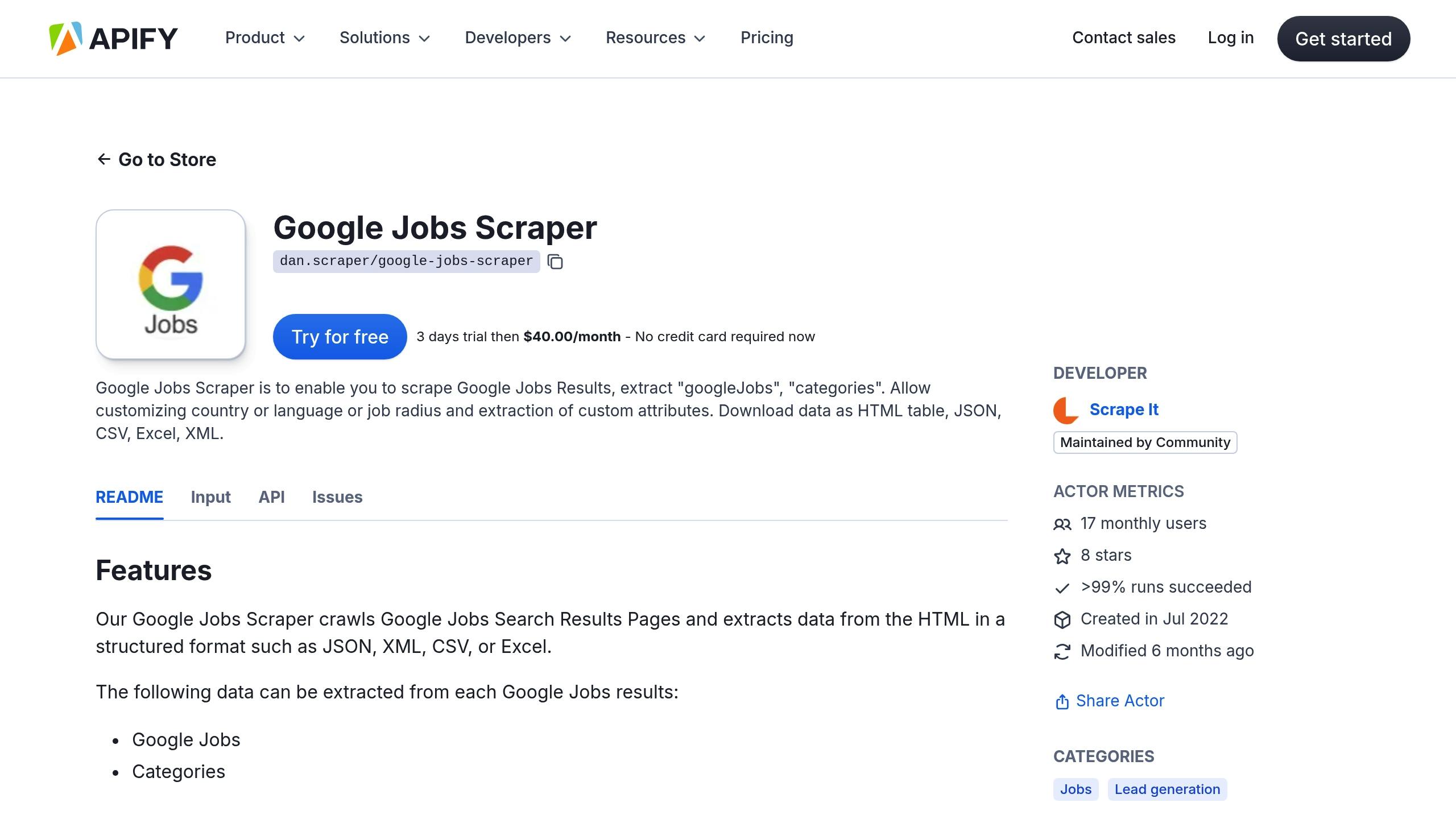 Google Jobs Scraper