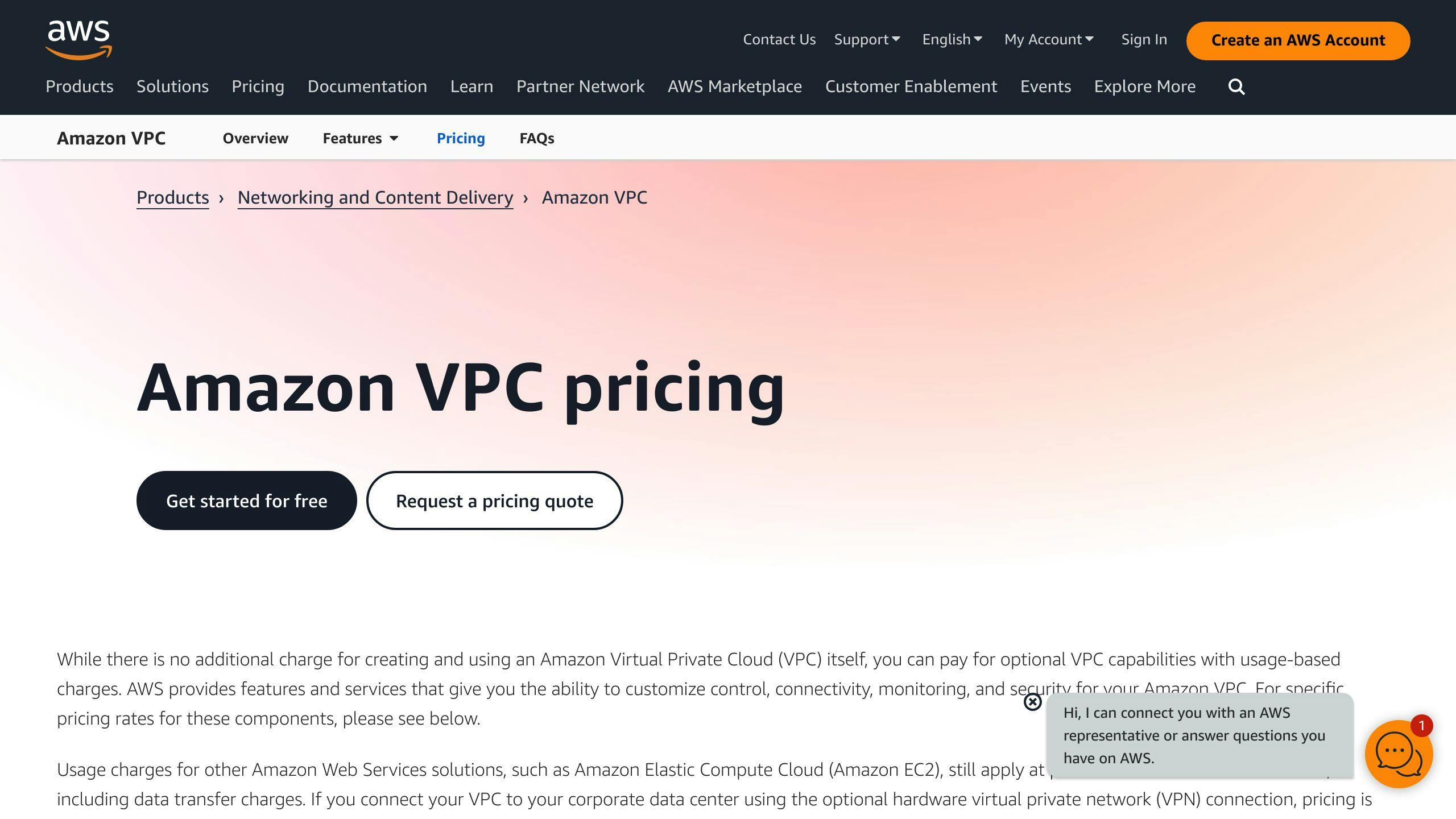 Precios de Amazon VPC
