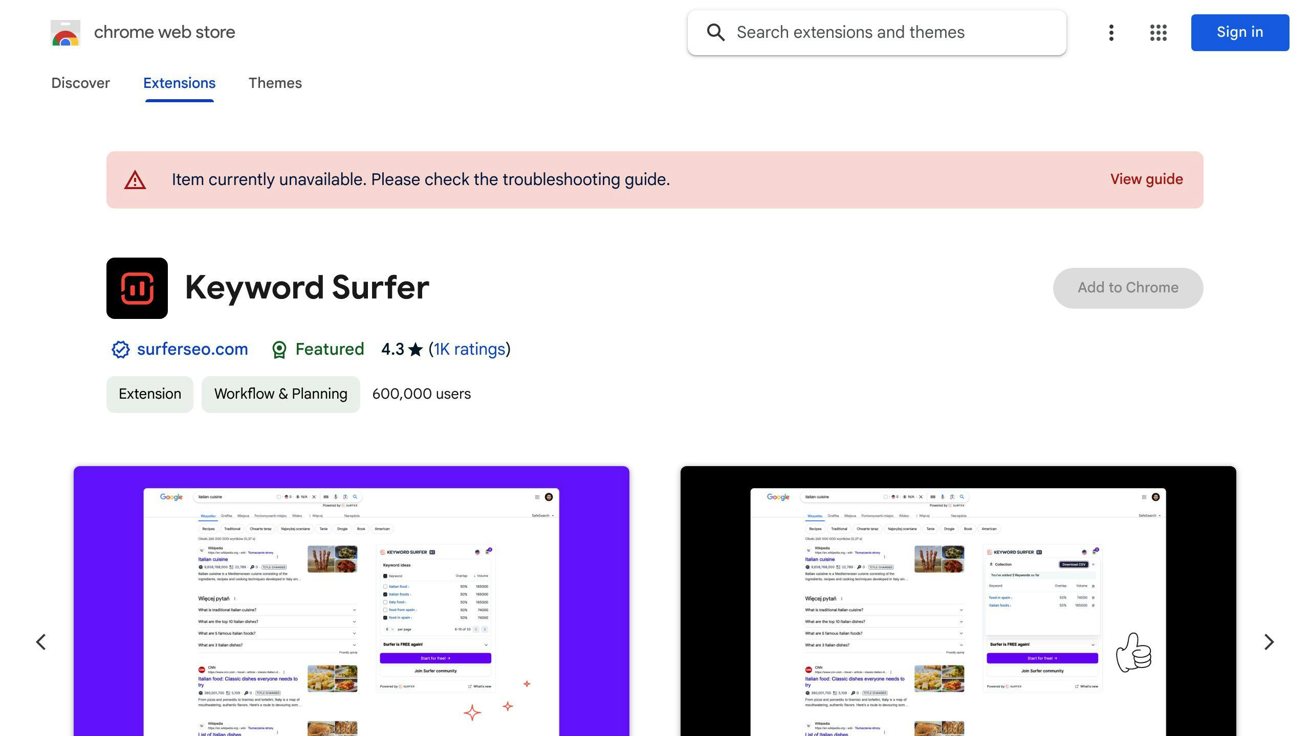 Keyword Surfer