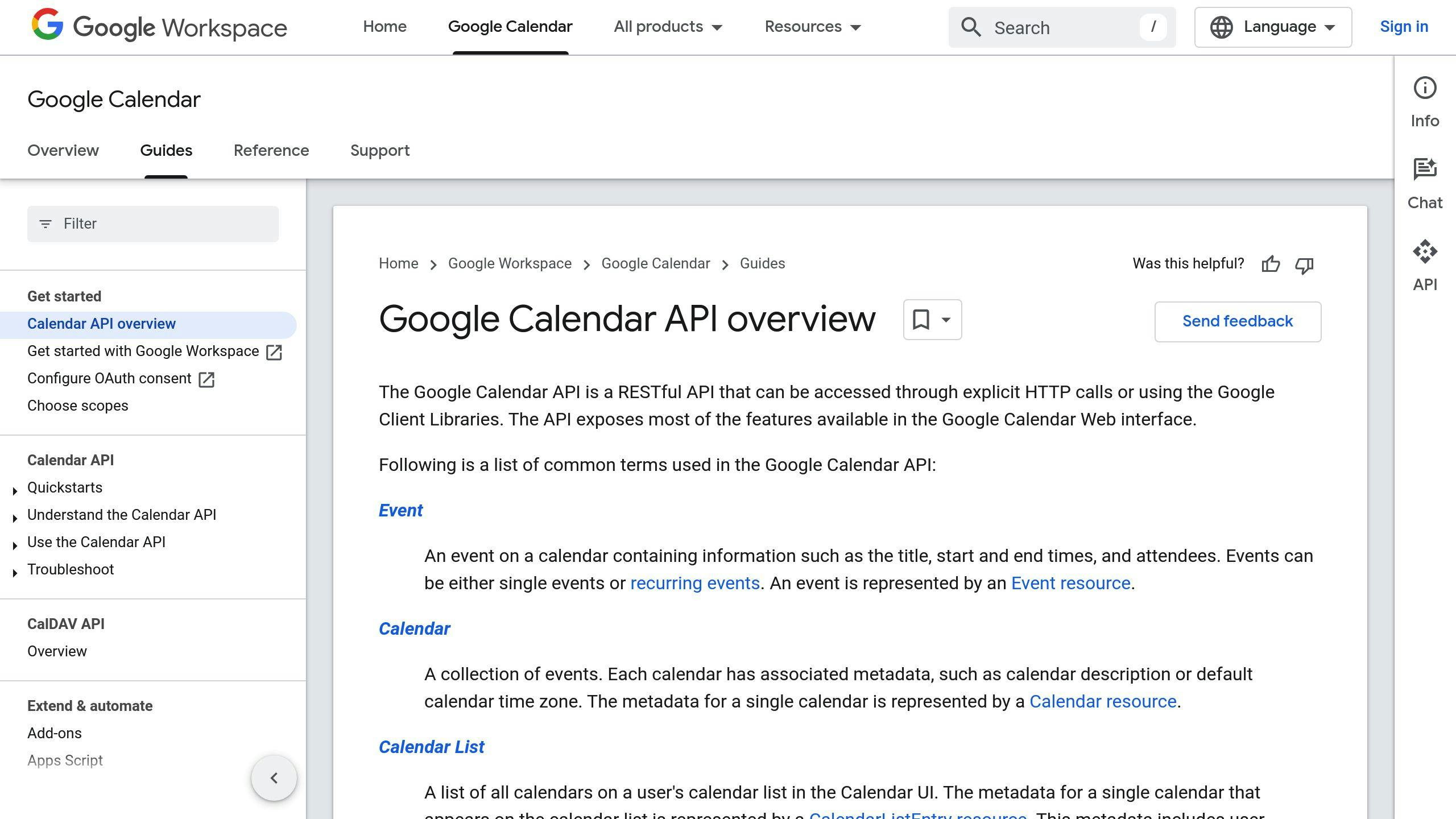 Google Calendar API