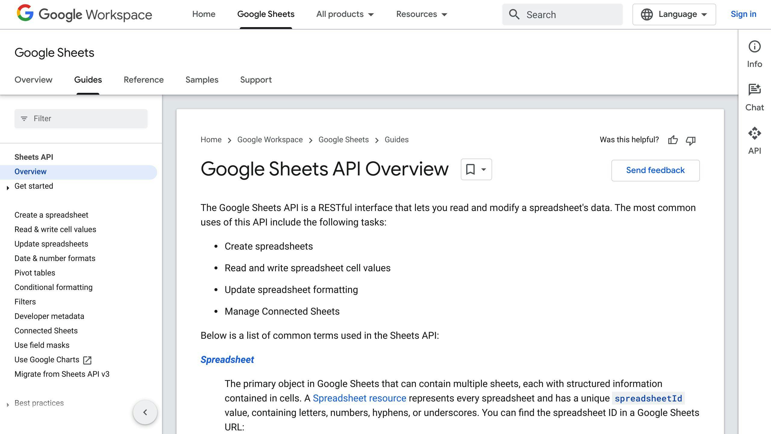 Google Sheets API