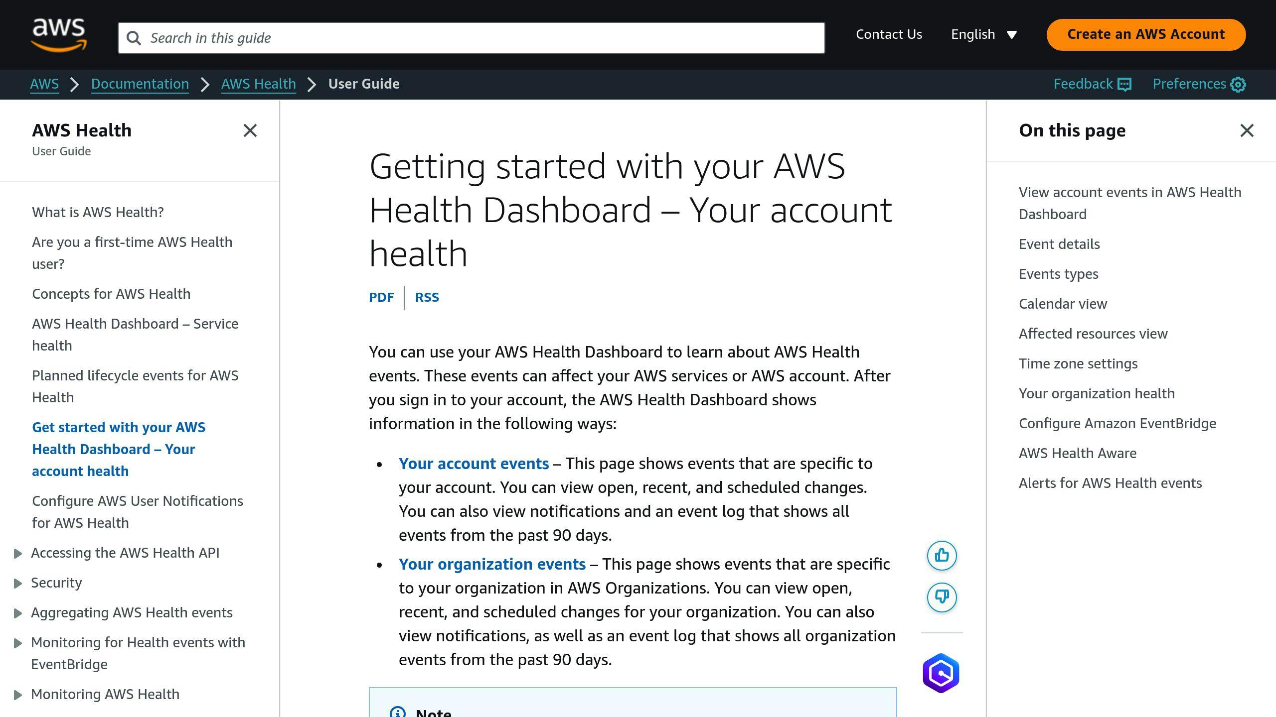 AWS Health Dashboards