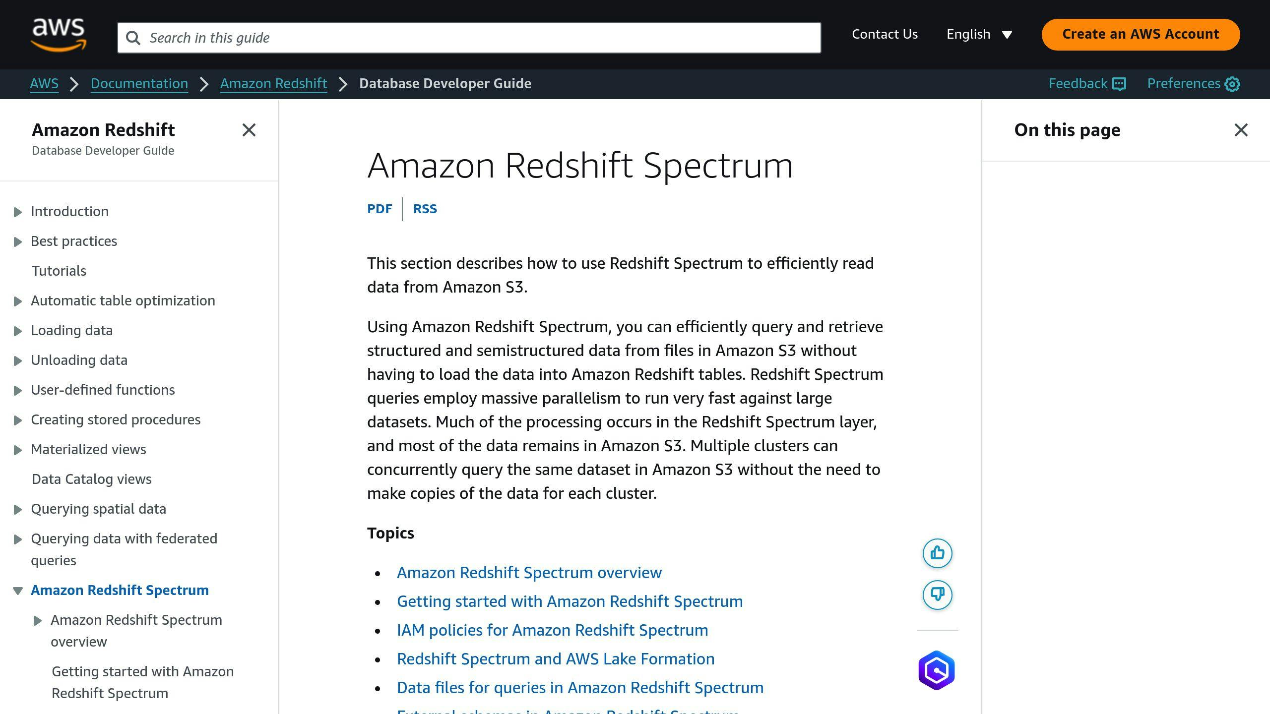 Redshift Spectrum