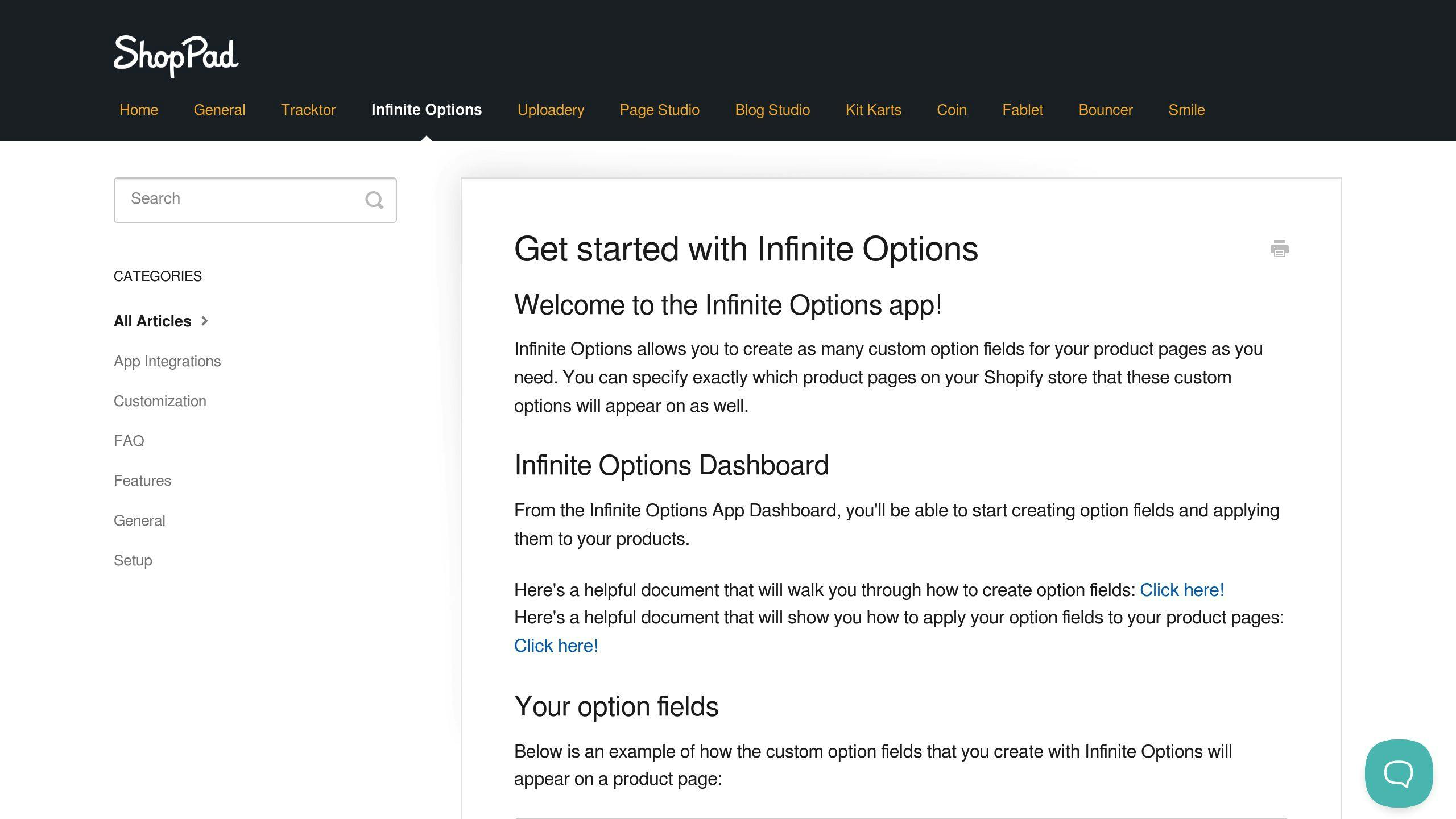 Infinite Options