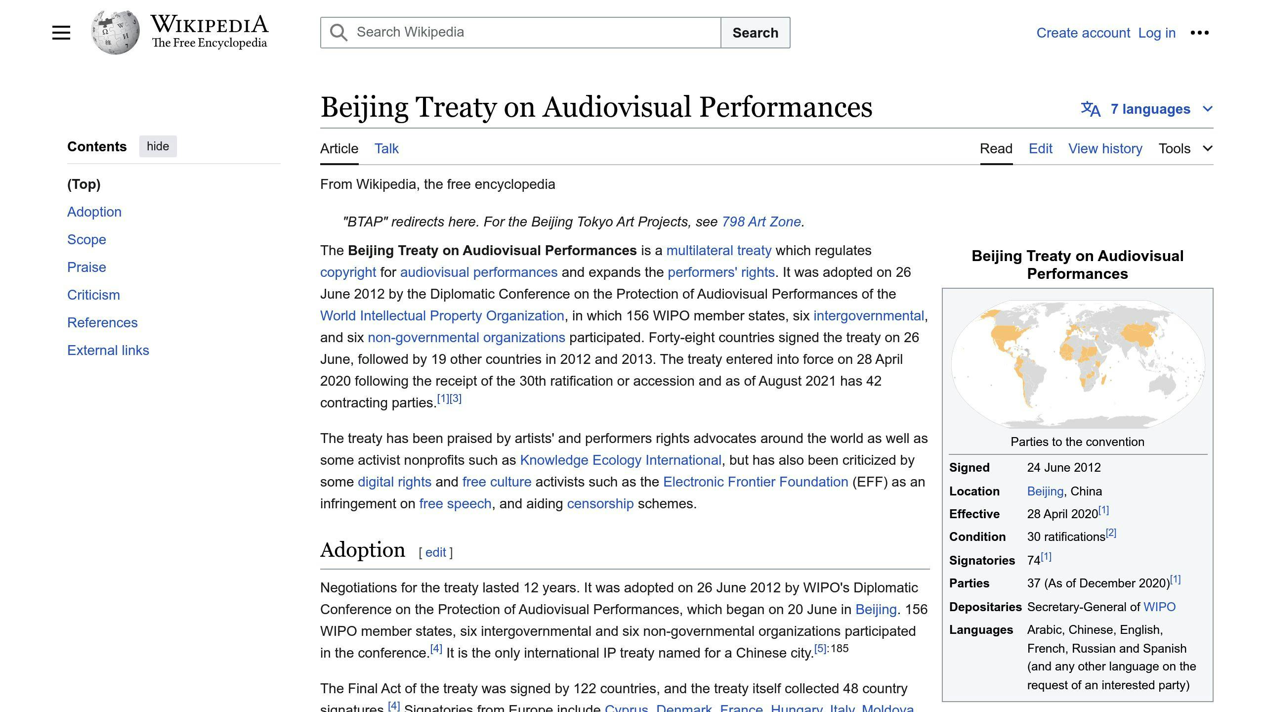 Beijing Treaty on Audiovisual Performances