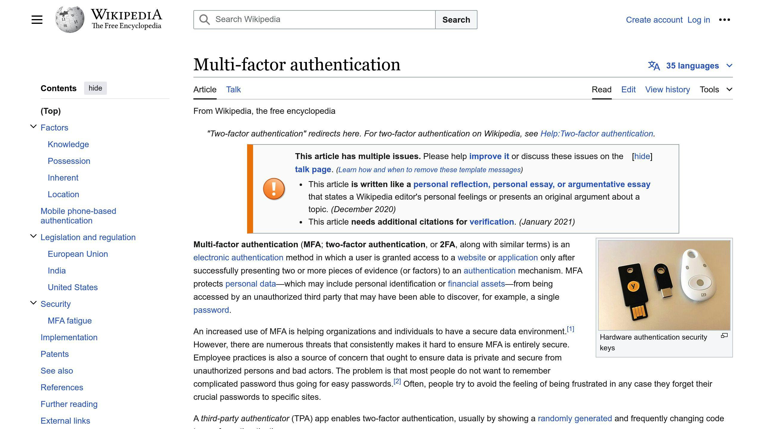 Multifactor Authentication