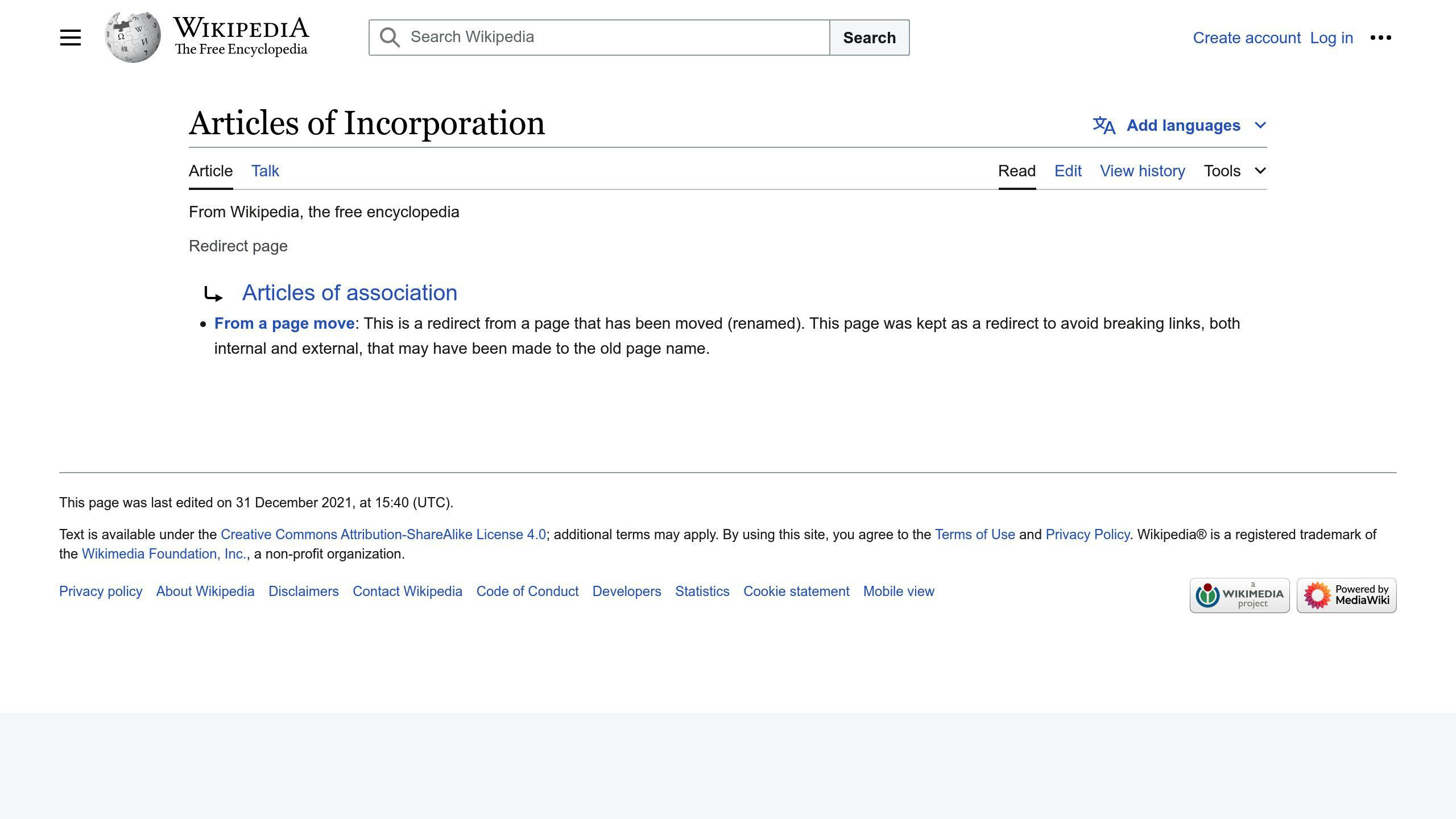 Articles of Incorporation