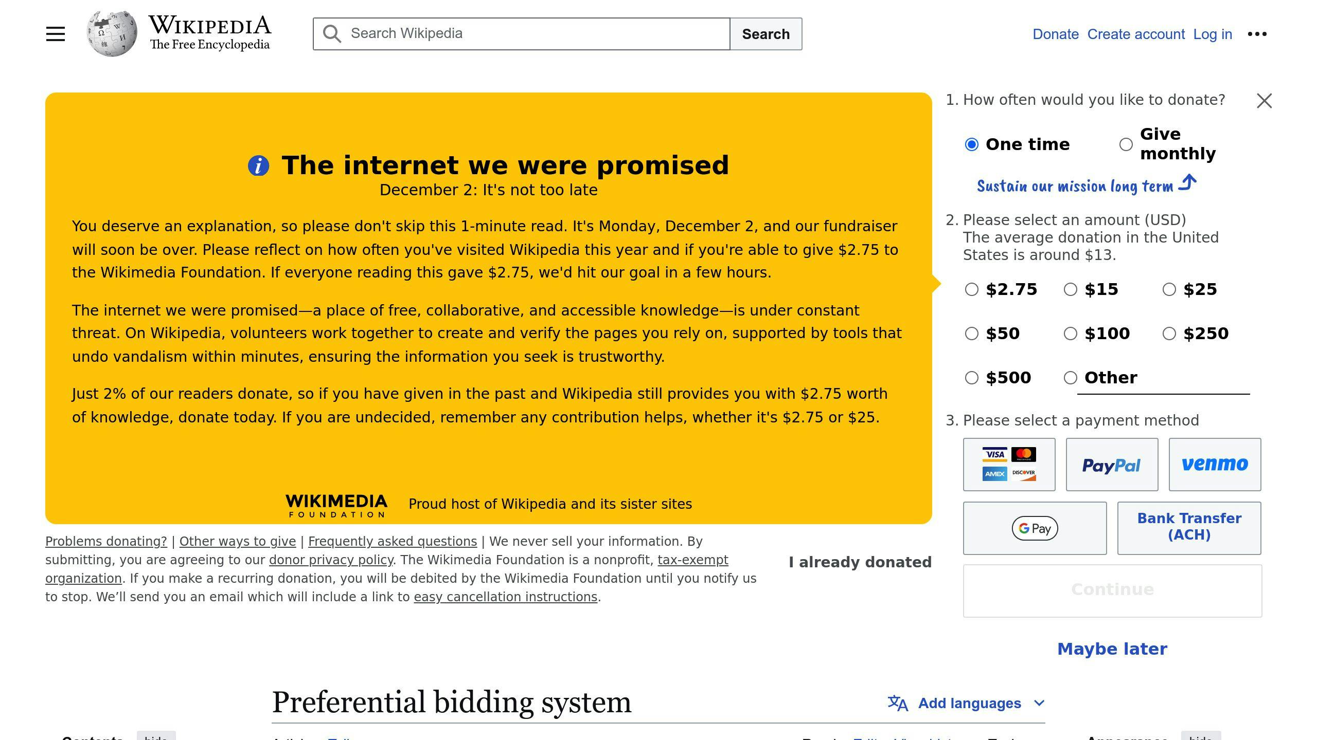 Preferential Bidding System