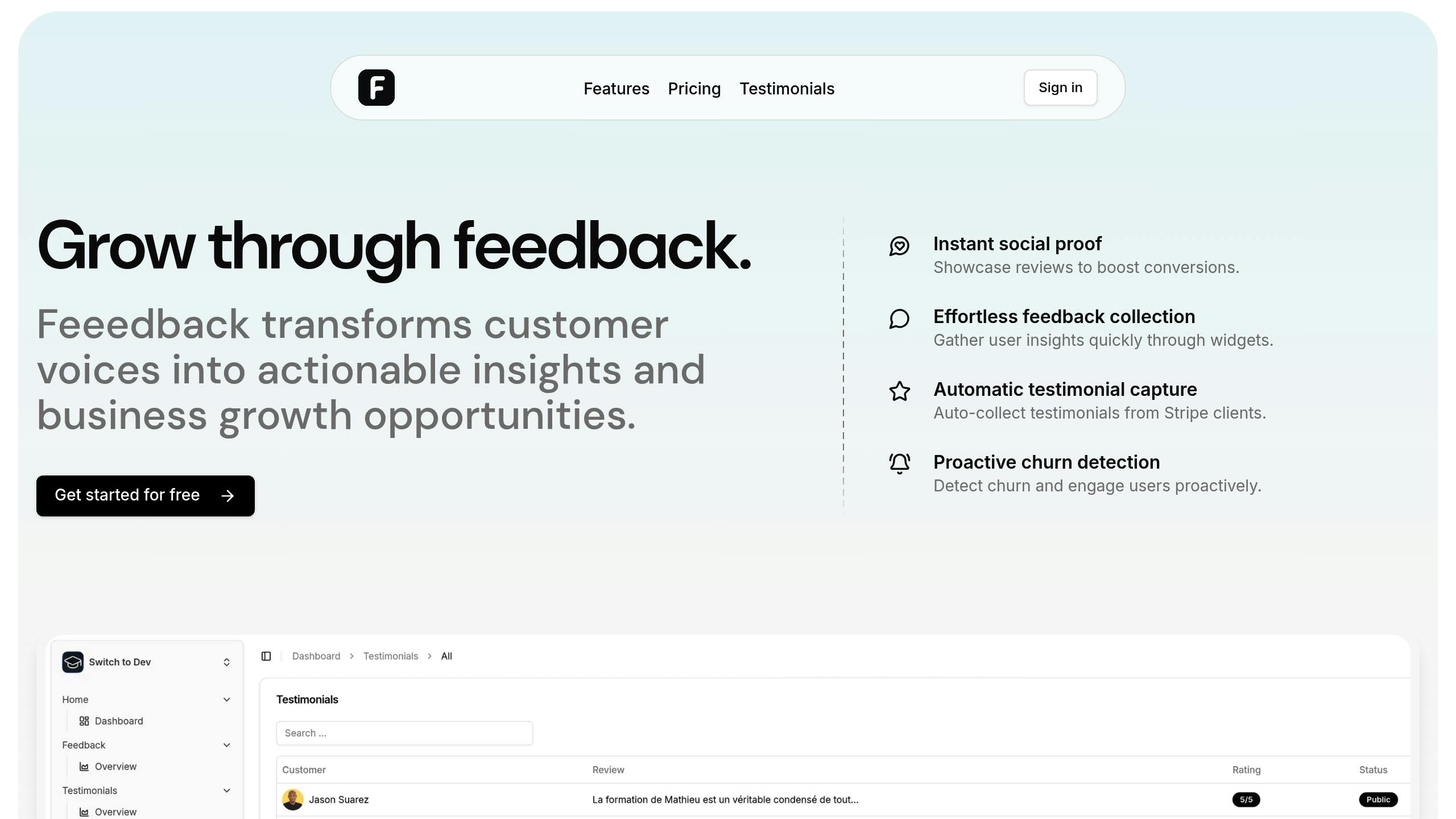 Feeedback: Track and Act on User Feedback
