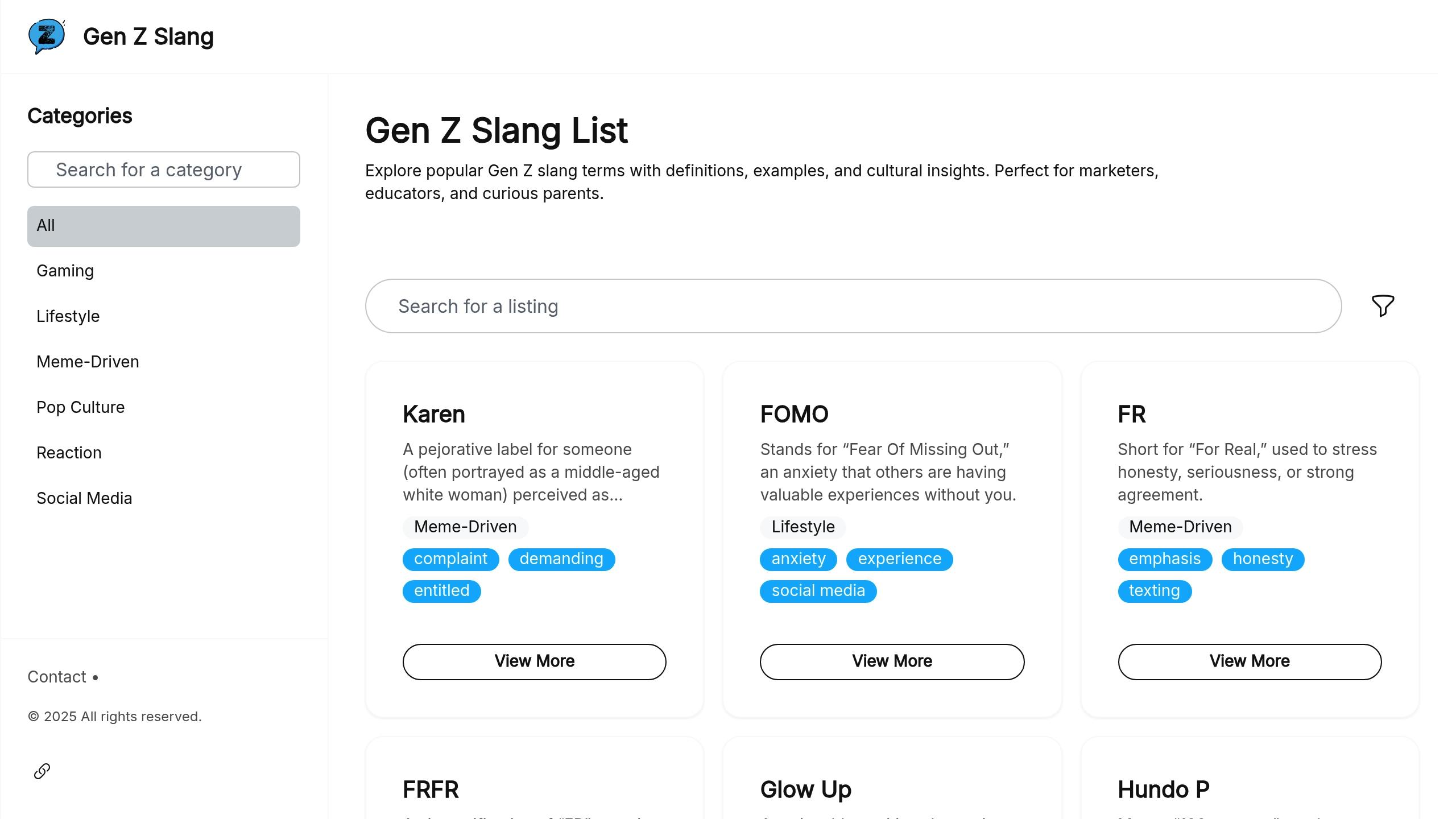 Gen Z Slang Directory