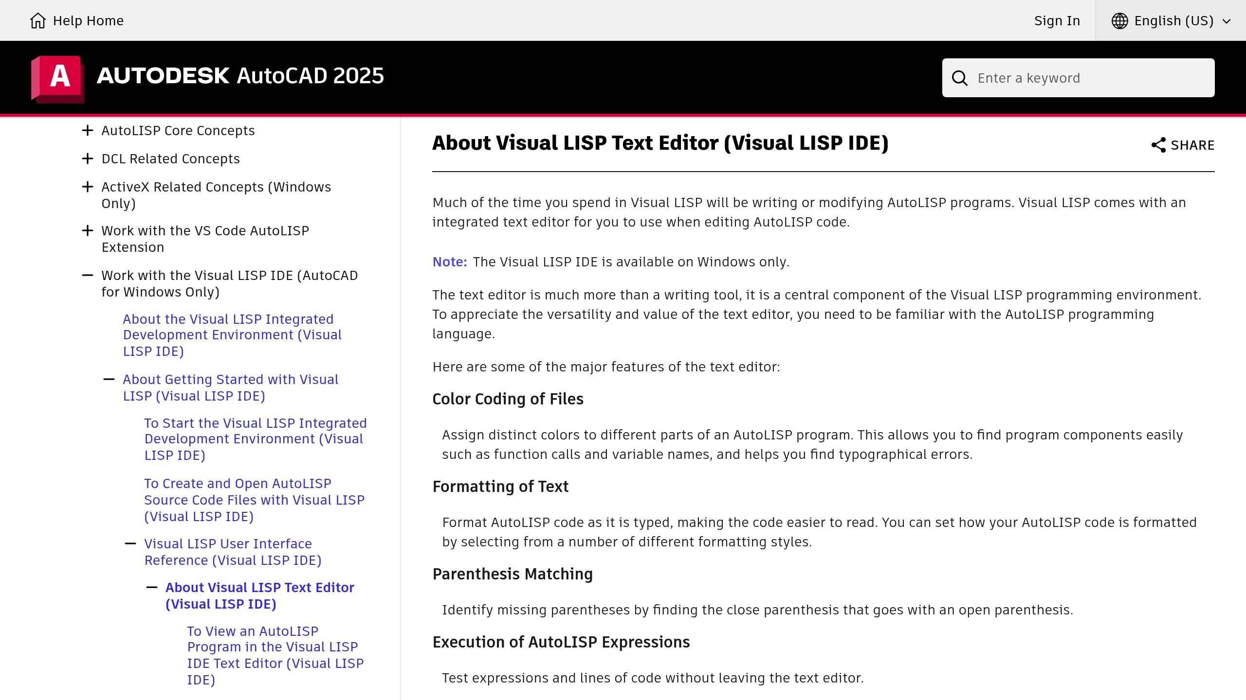 Visual LISP IDE