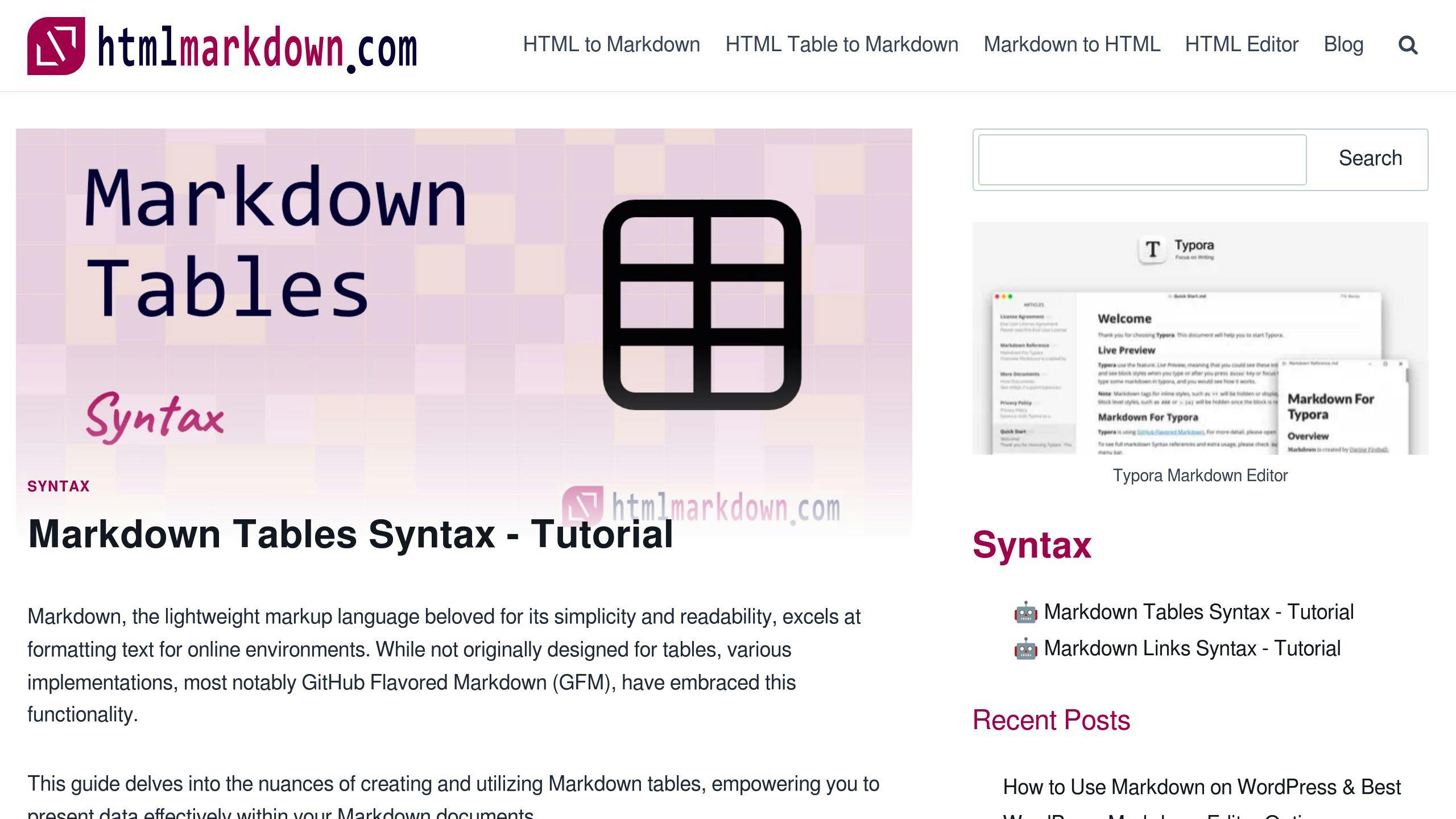 Markdown Tables