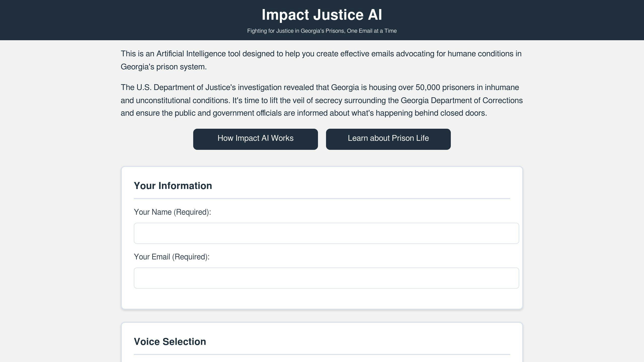 Impact Justice AI: A Tool for Advocacy