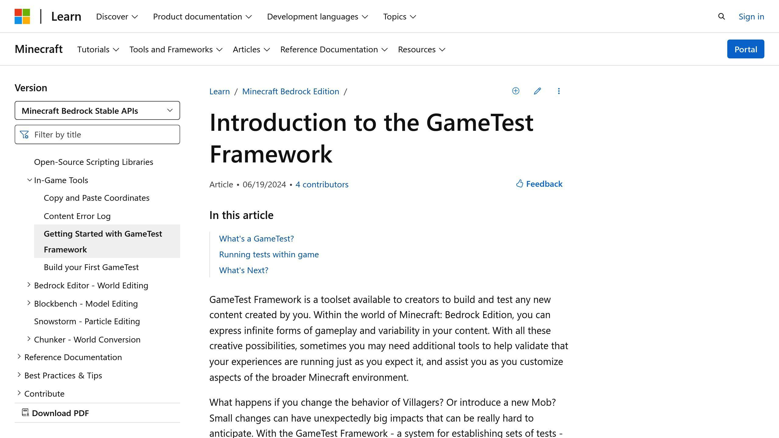 GameTest Framework