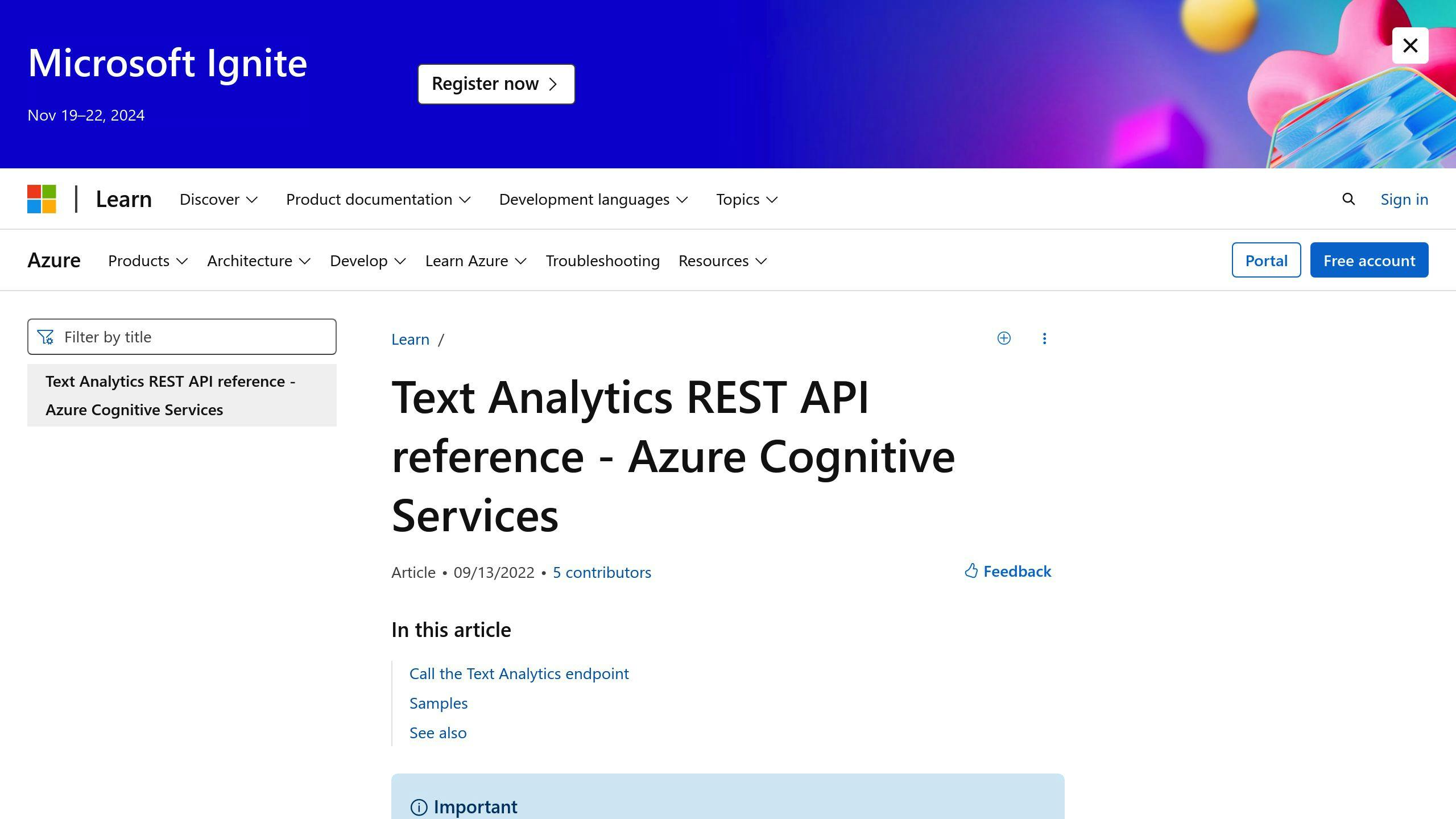 Azure Text Analytics