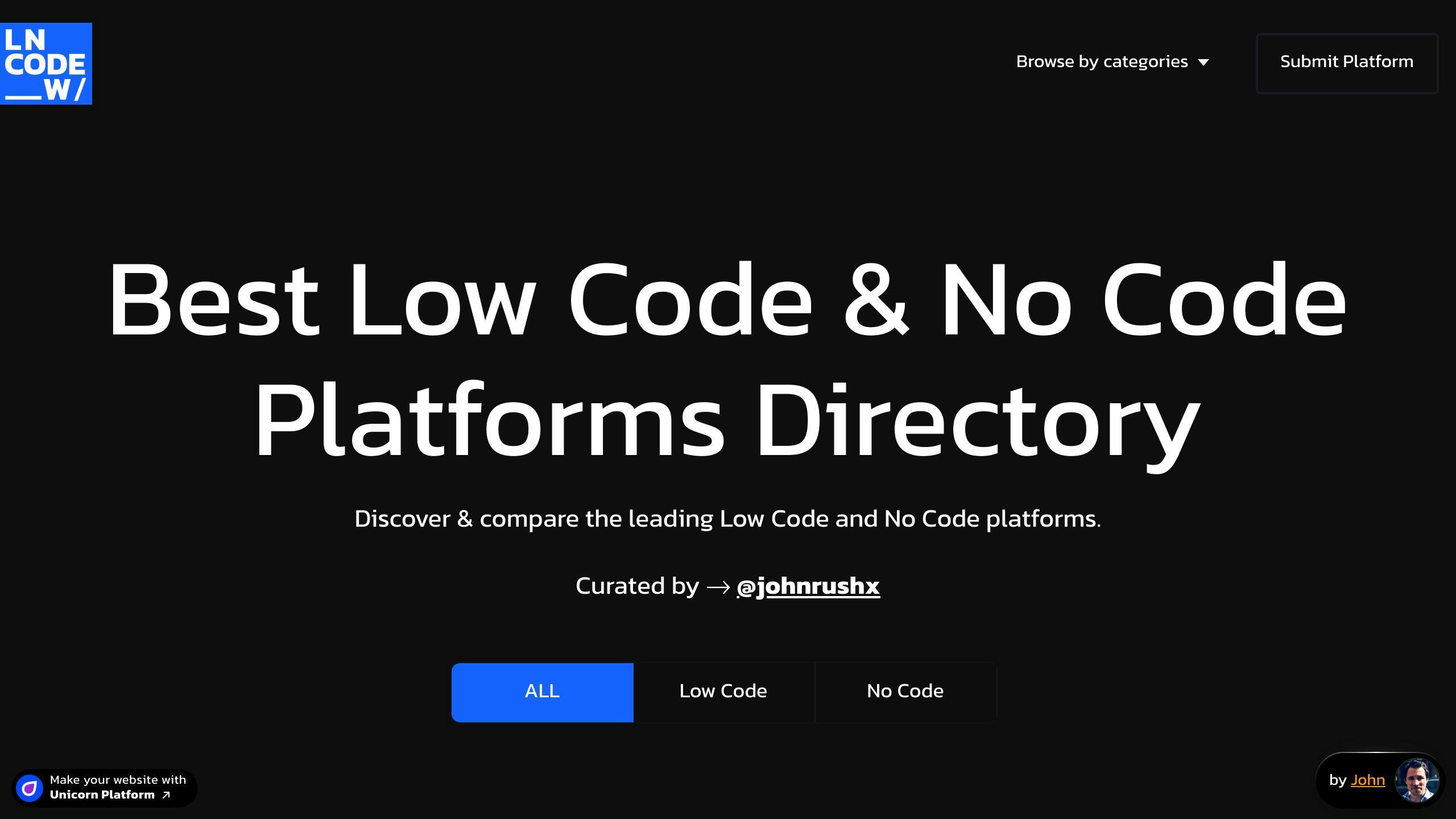 Low Code & No Code Platforms Directory