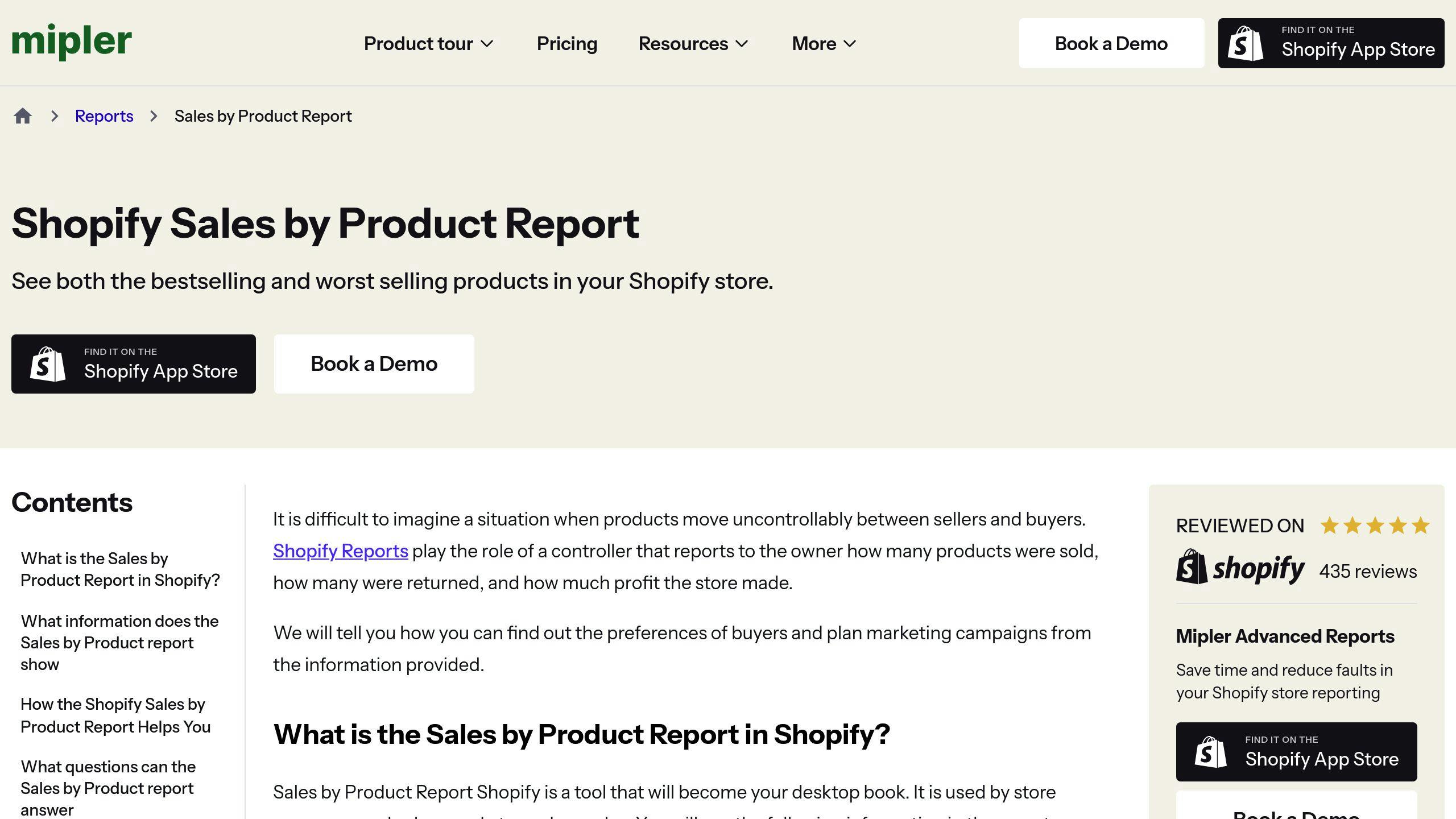Sales by Product Report