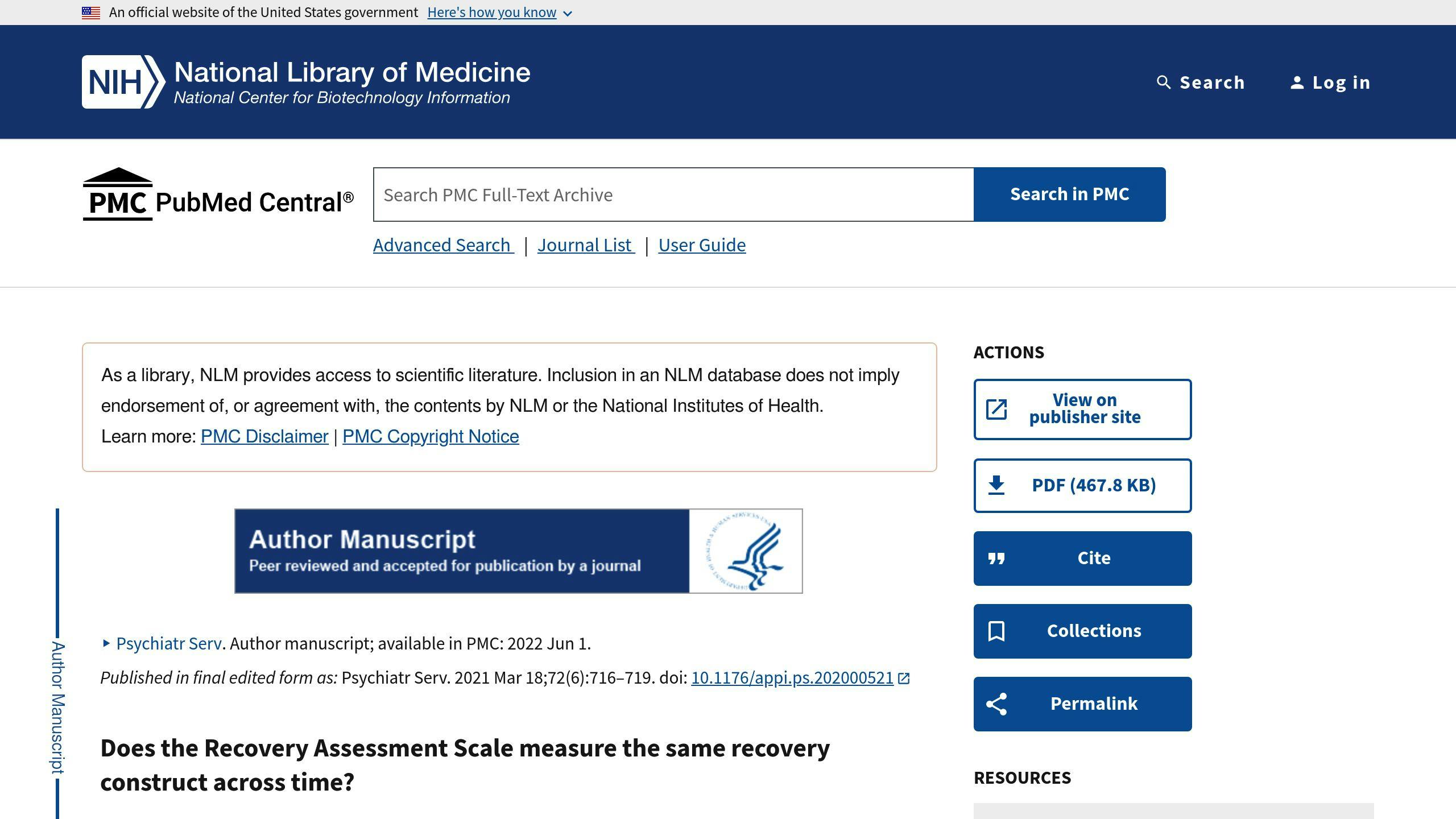 Recovery Assessment Scale