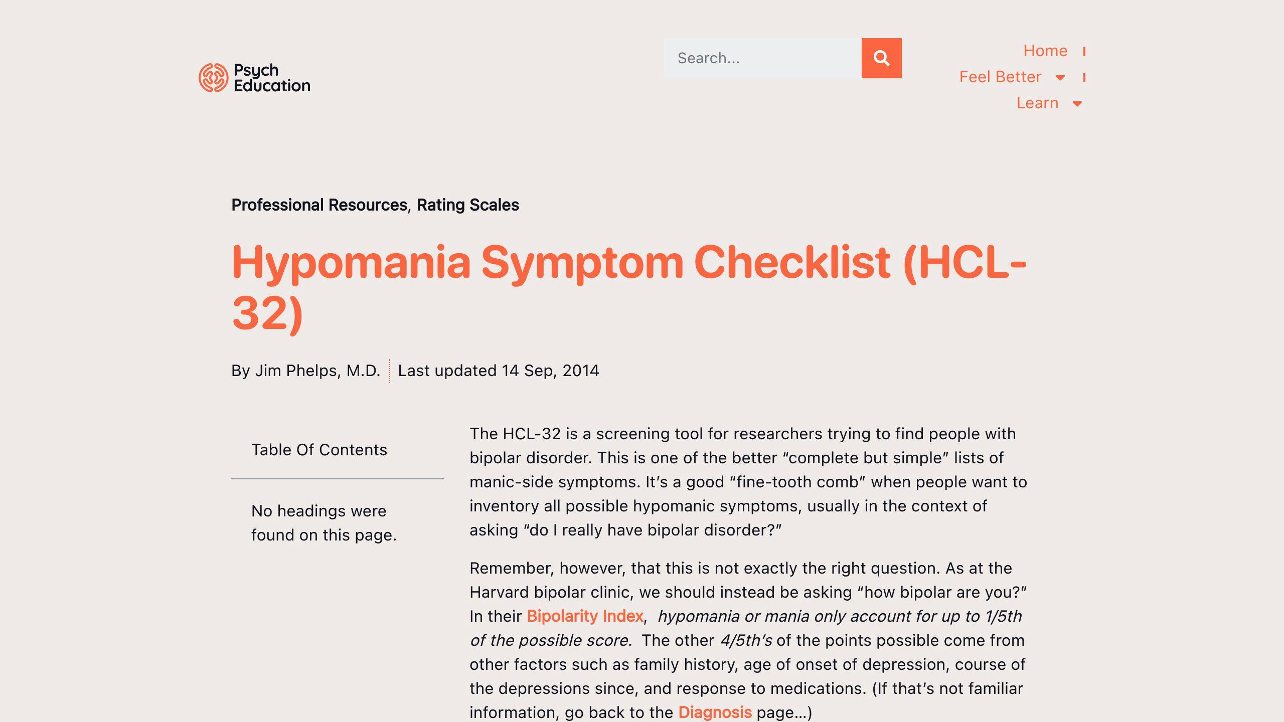 Hypomania Checklist