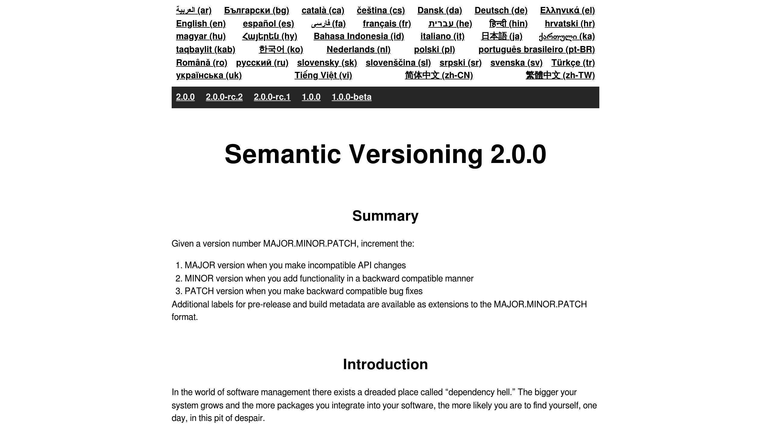 Semantic Versioning