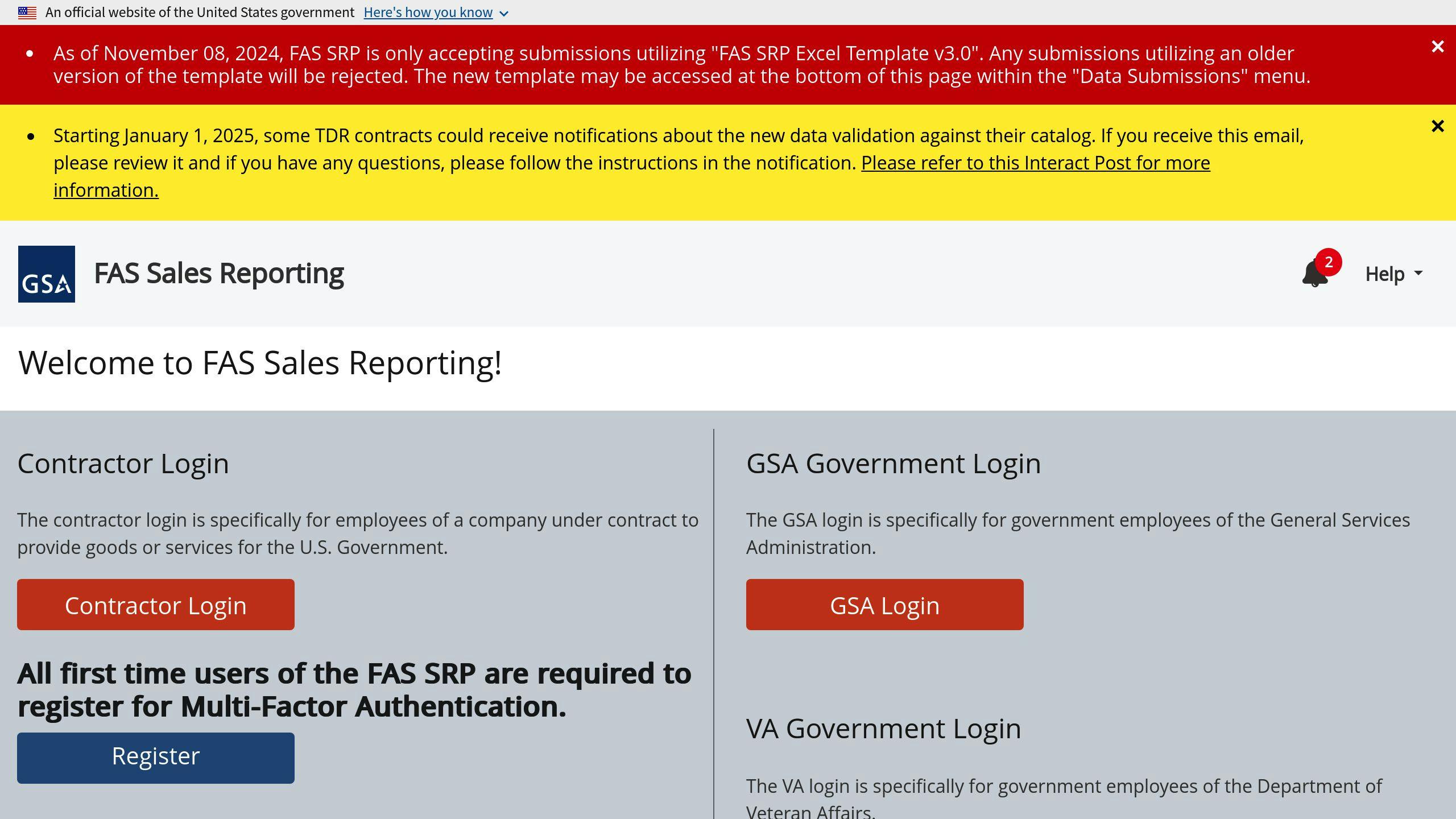 FAS Sales Reporting Portal