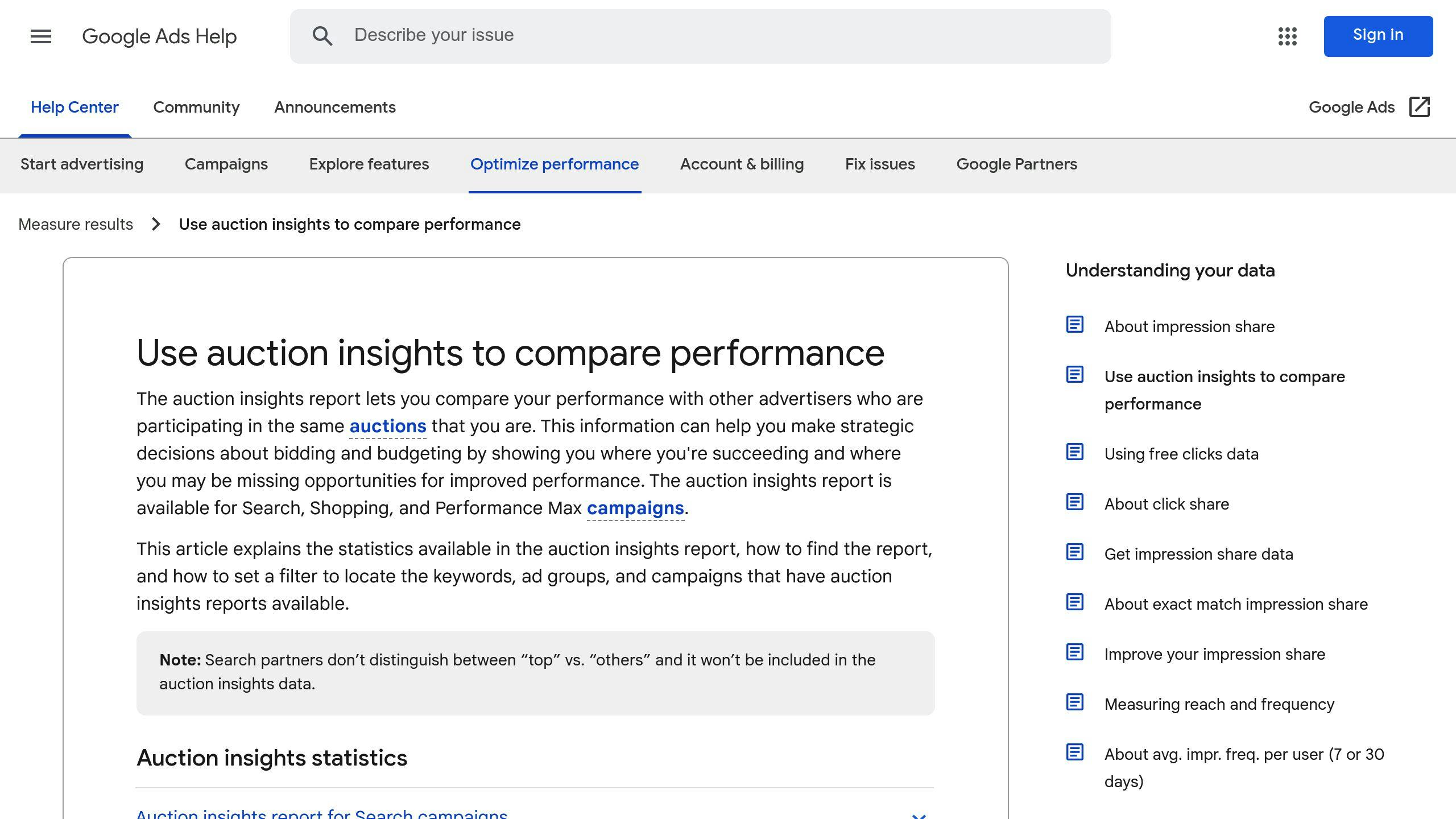 Google Ads Auction Insights