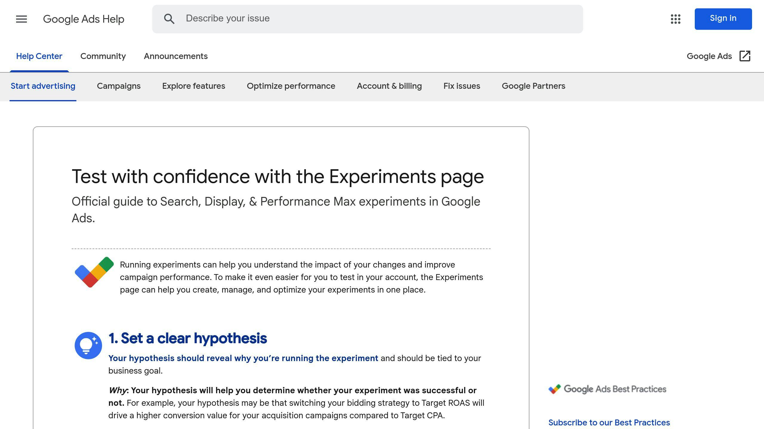 Google Ads Experiments