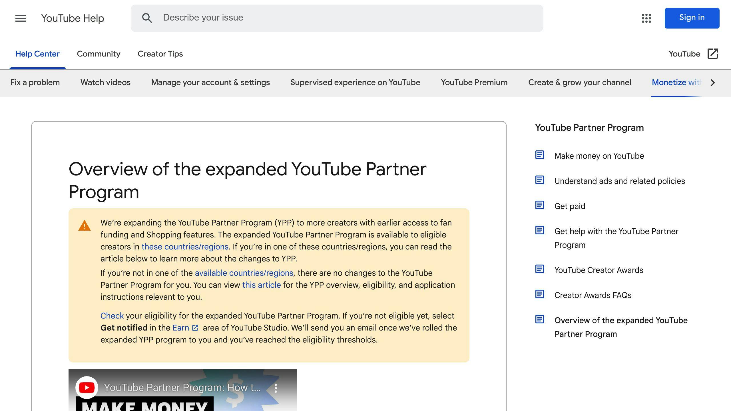 YouTube Partner Program