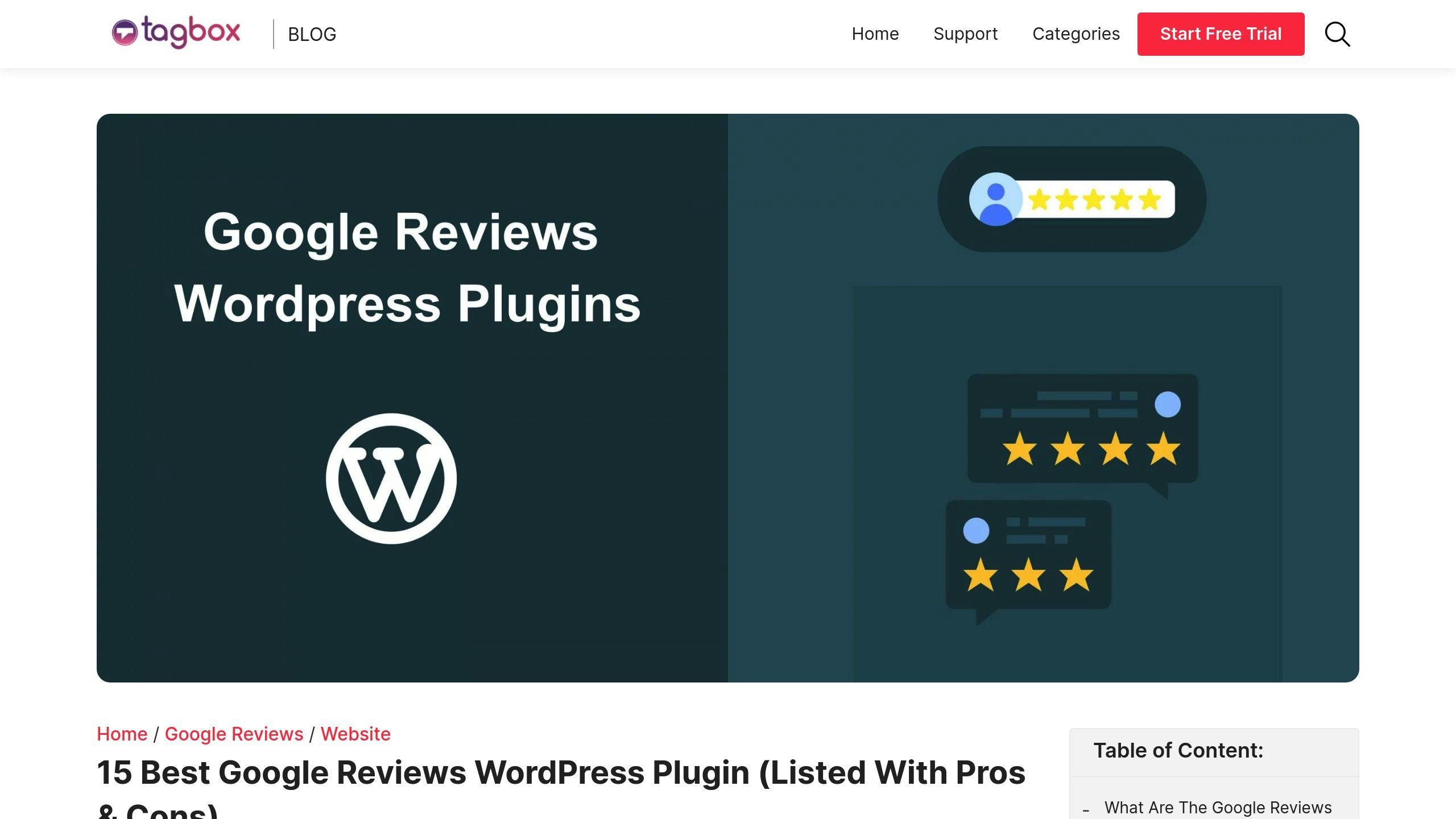 Google Reviews WordPress Plugin By Tagbox