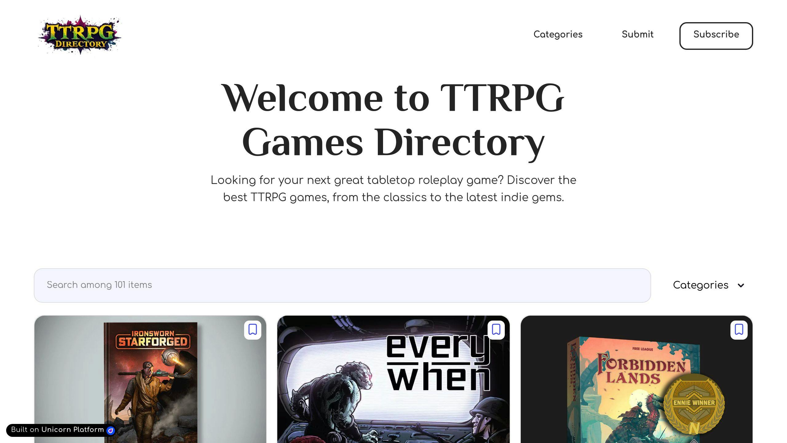 Explore TTRPG Games Directory