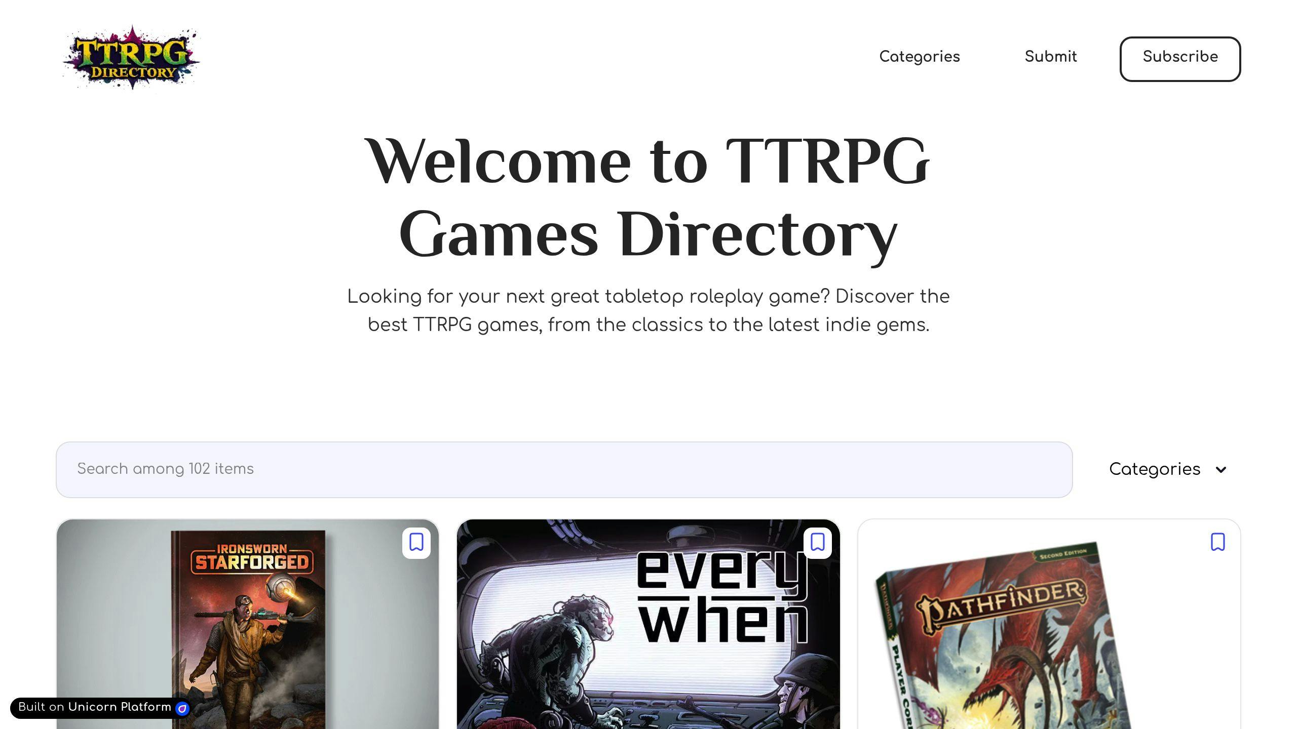 Explore TTRPG Games Directory