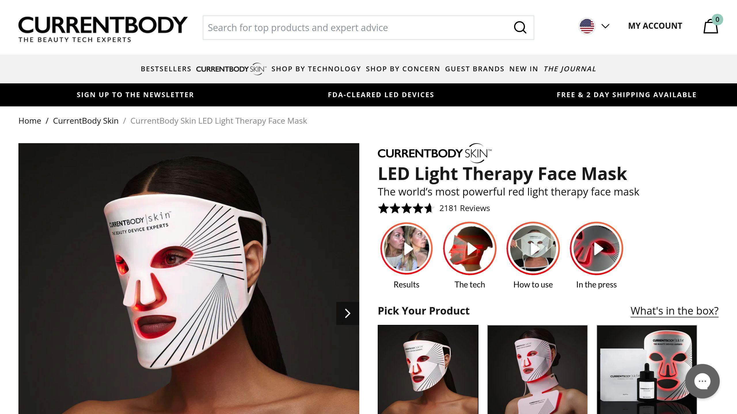 CurrentBody Skin LED Light Therapy Face Mask