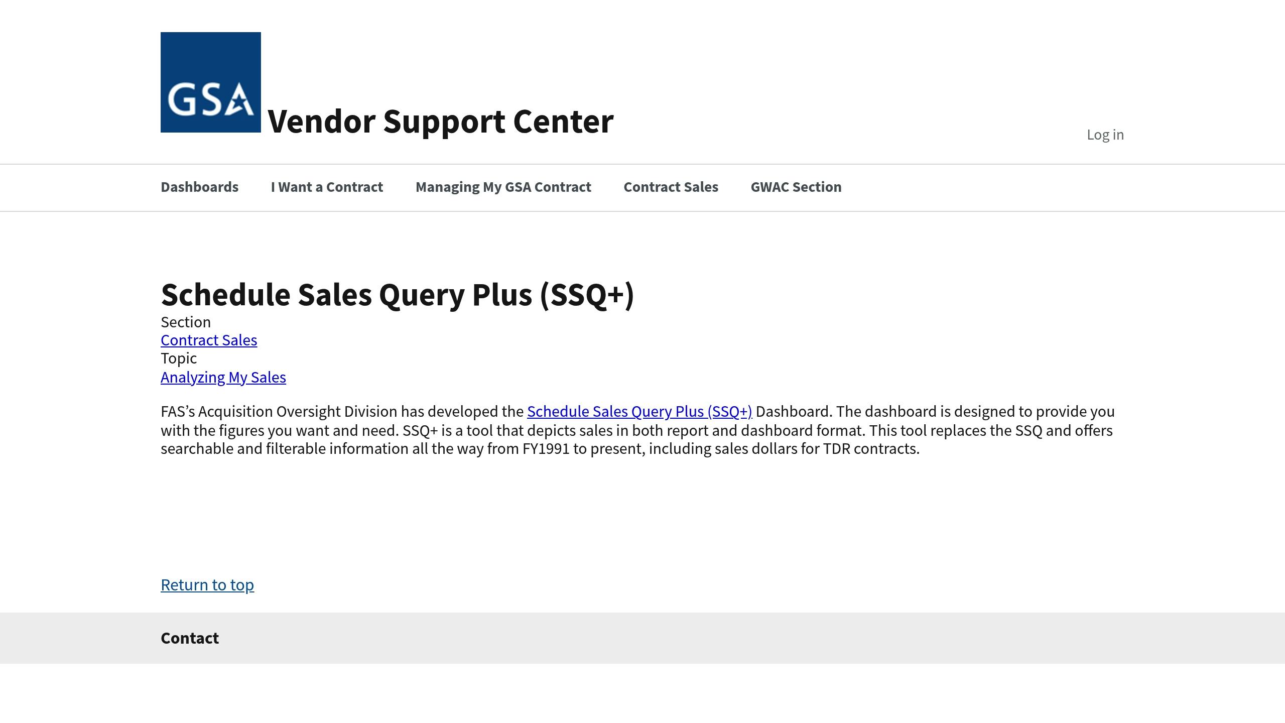GSA Schedule Sales Query Plus